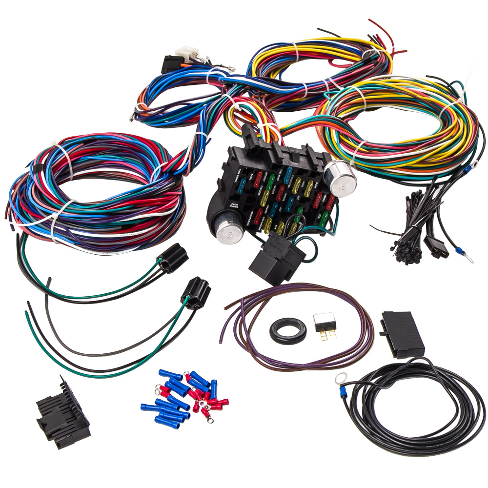 21 Circuit 17 fuses Wiring Harness Hot Rod Universal Wire ... ford backup sensor wiring harness kits 