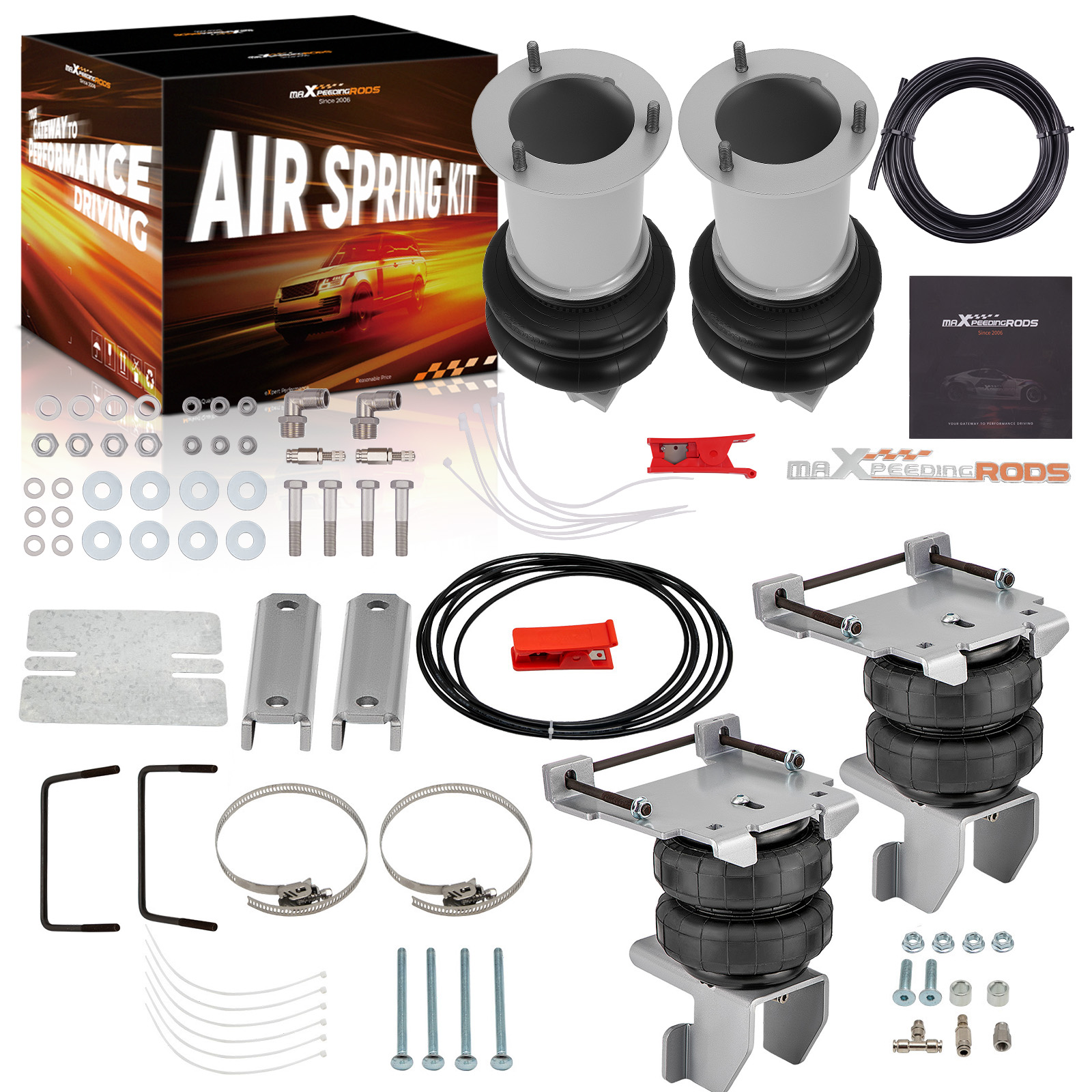 Front Rear Air Ride Shock Bags Bracket Kit For Chevrolet Silverado 1500 2007-18