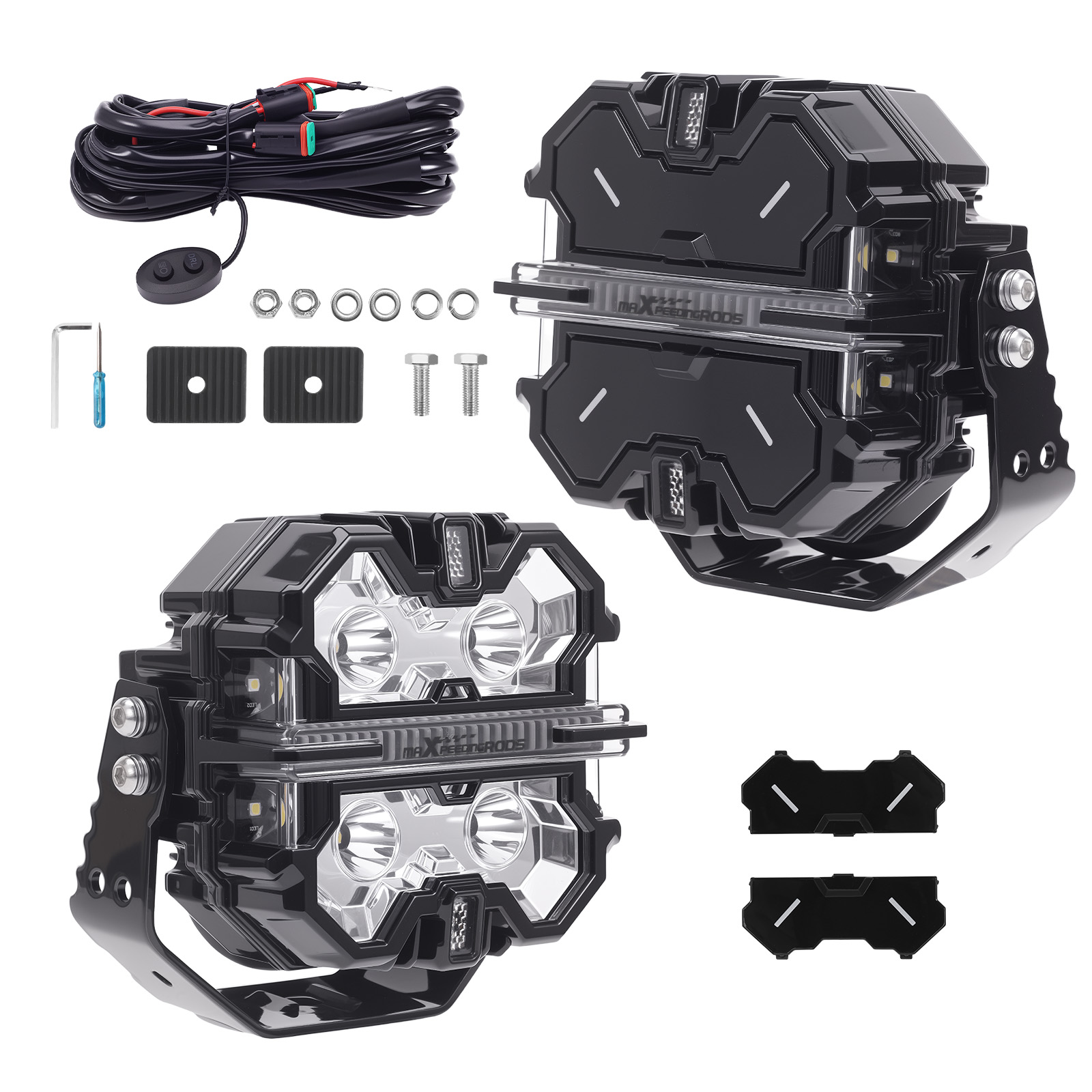 5inch 178W LED Spot Light Bar For ATV UTV 4x4 Offroad White+Amber DRL 270° IP68