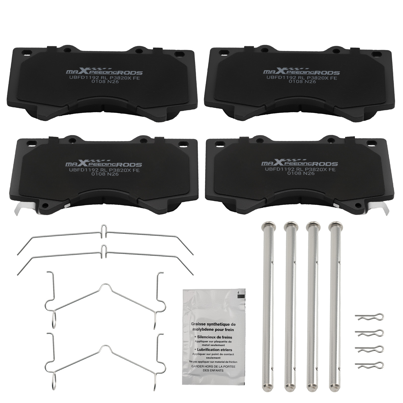 Front Left&Right Brake Pads Kit for Lexus LX570 2008-2021 D1303 w/Lubricant