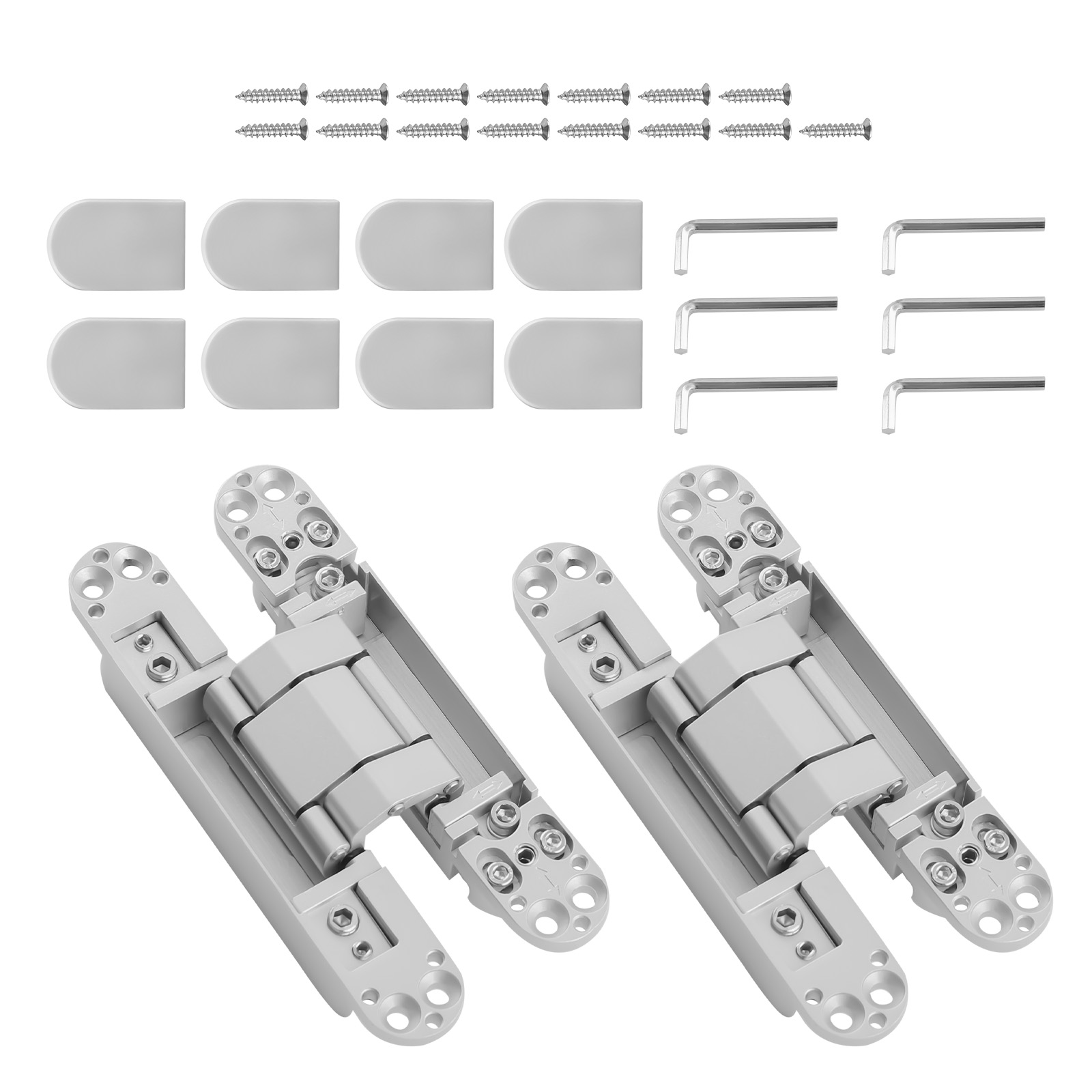 (1 Pair) 6in Hidden Door Hinge Aluminium Alloy 180 Degree Swing Concealed Hinge.
