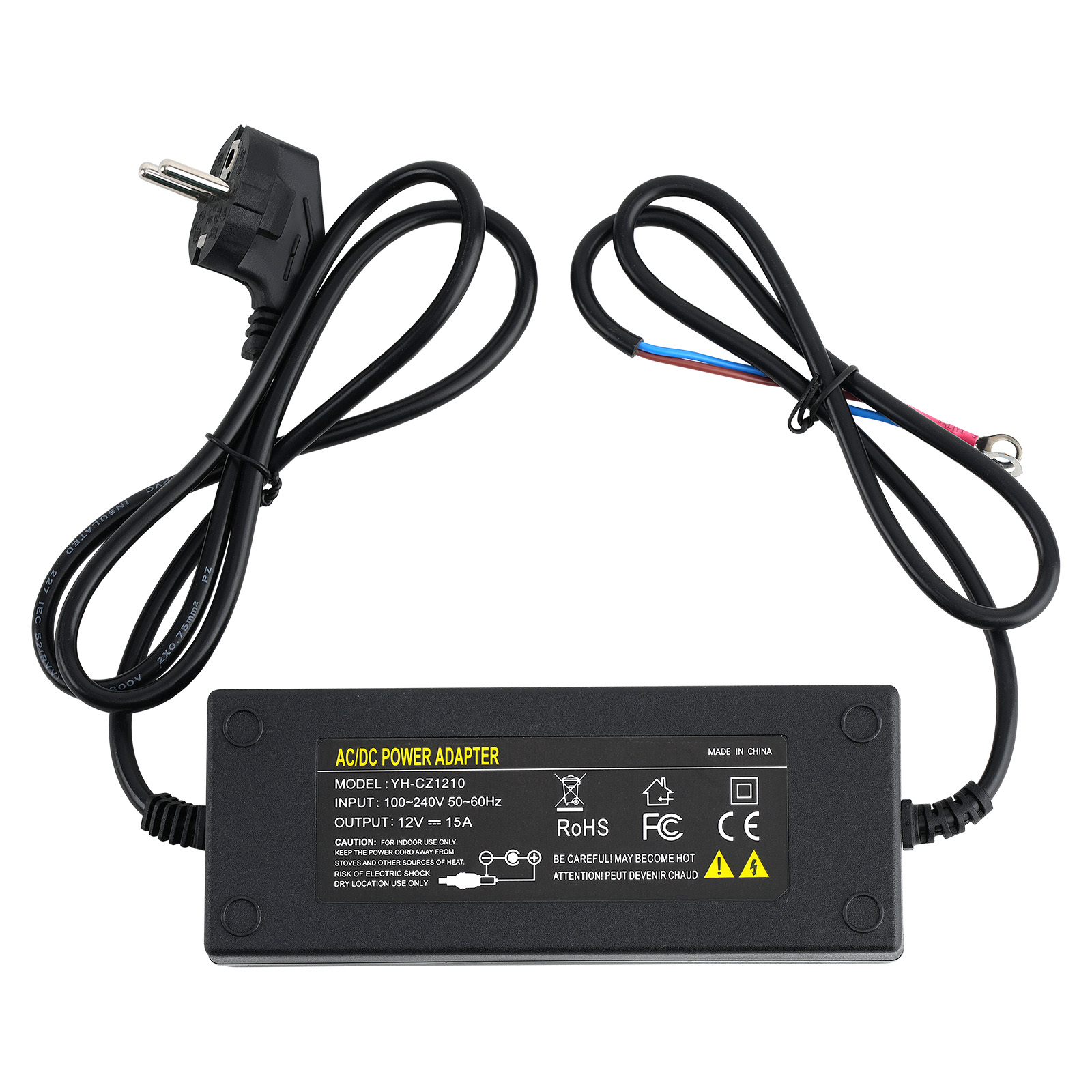 Output 12V 15A AC/DC Stromadapter Power Adapter Black