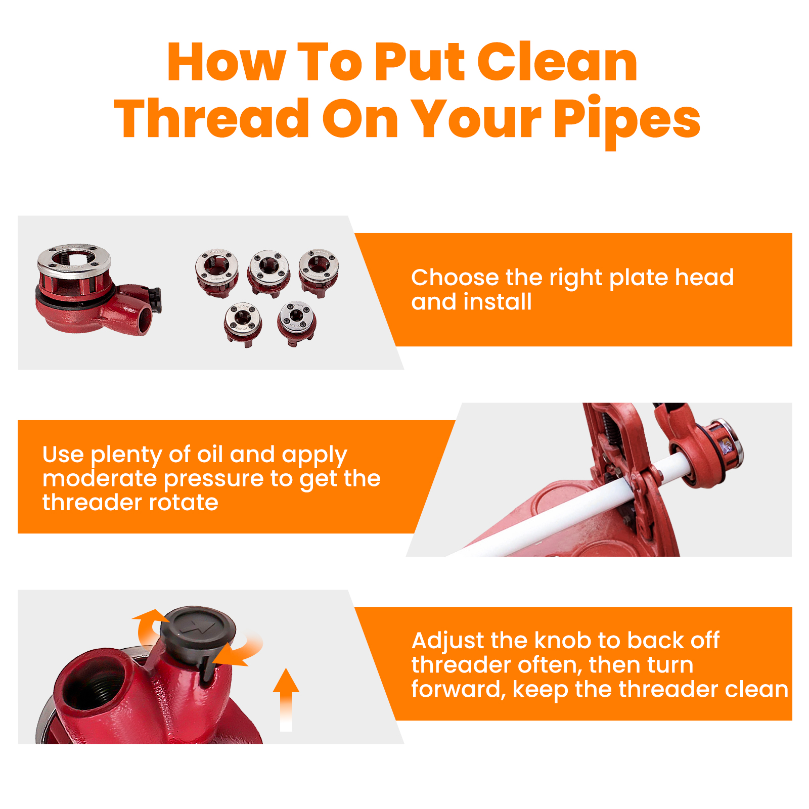 Pipe Threader Kit 3 Dies 62A Ratcheting Pipe Threading Tool Set For ...