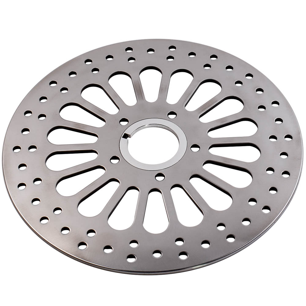 Polished Front 11.5 Disc Drilled Brake Rotor For Harley Dyna Sportster Pair New