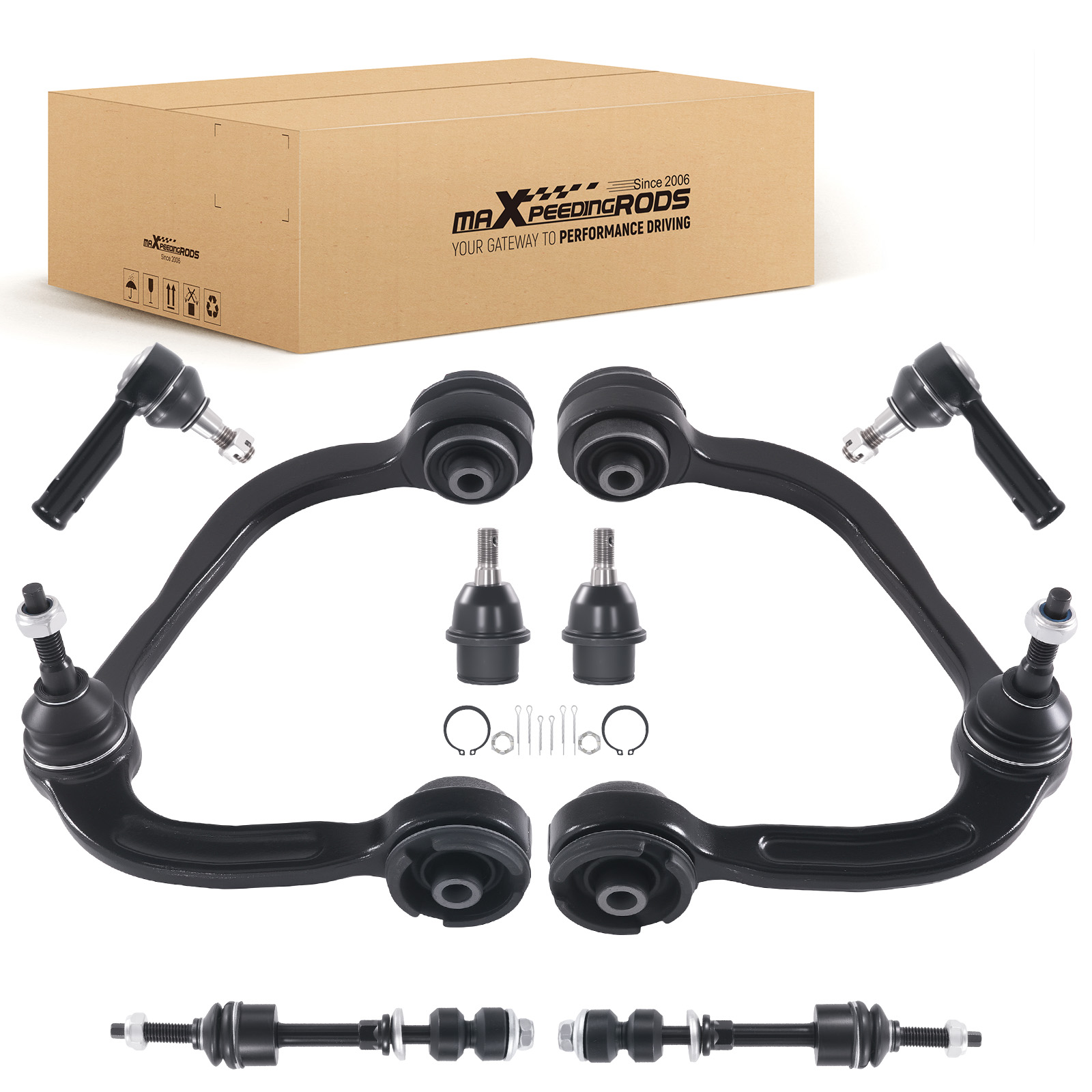 Front Upper Control Arm Ball Joint Tie Rod 8PC for Ford F-150 Mark LT 2WD 05-08