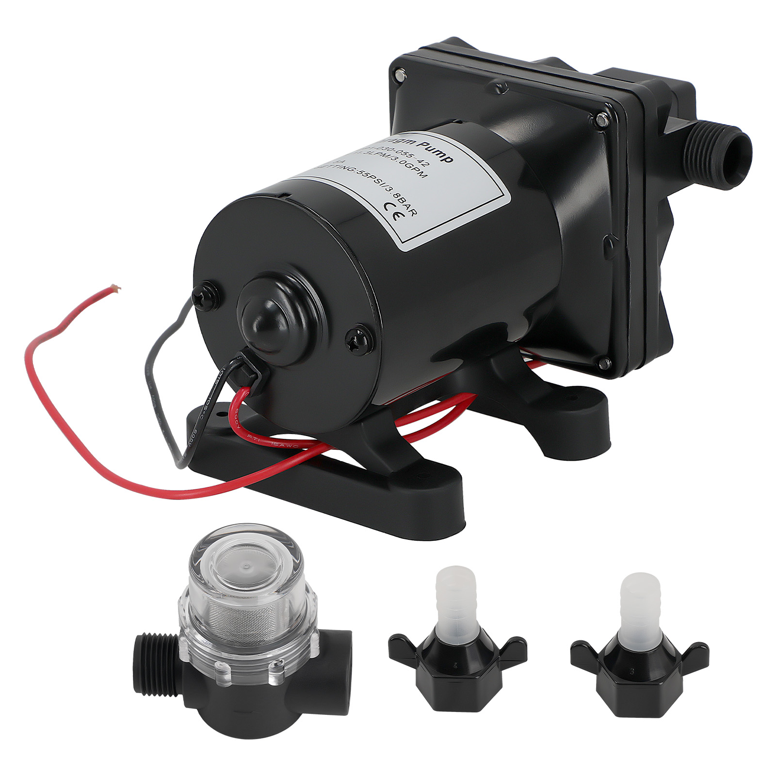 7.5A 12 VDC Water Pump with Strainer 45 PSI for Camper/RV fit for 4008-101-E65