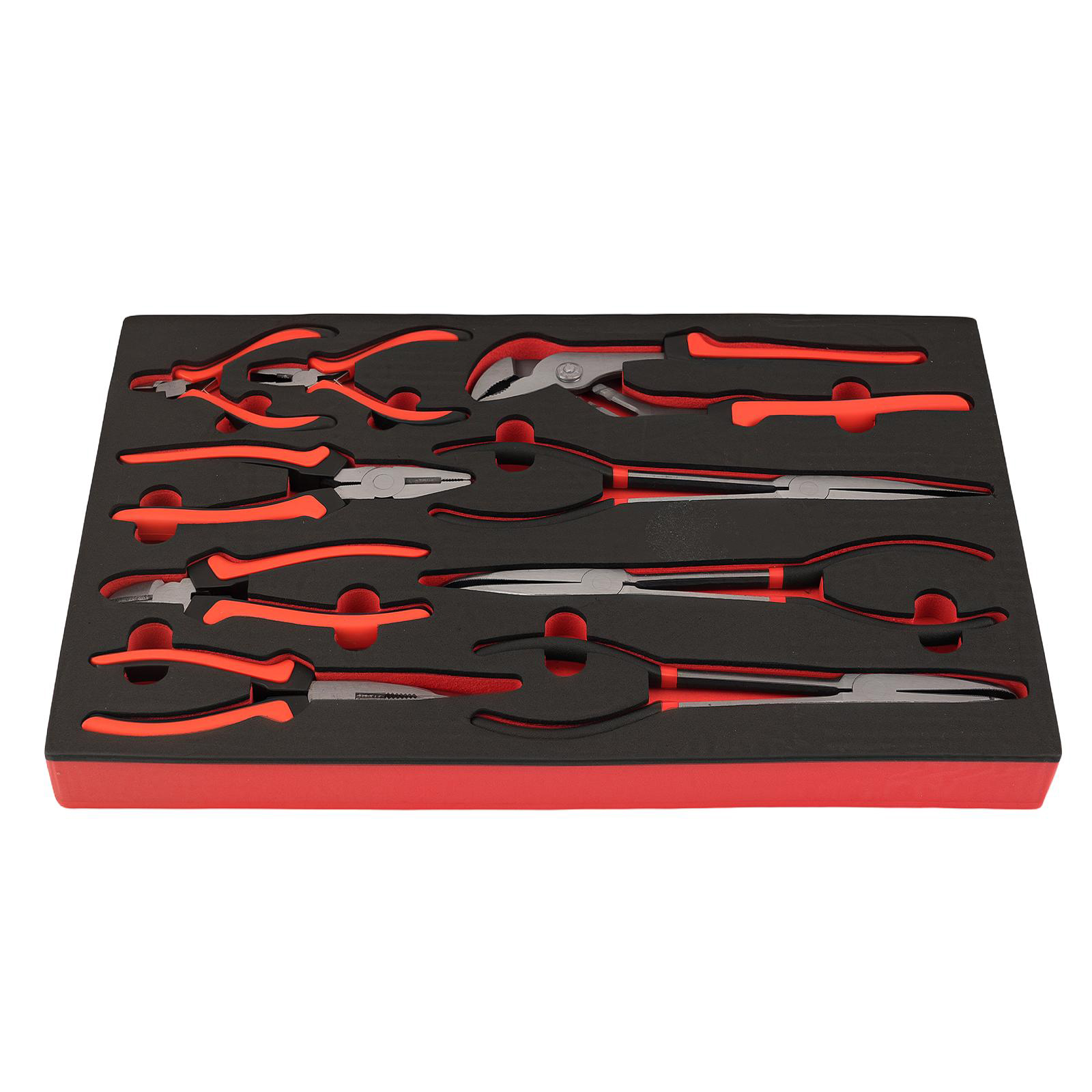 9X Mechanic Pliers Tool Set W/ Storage Tray Long Nose Combination Side