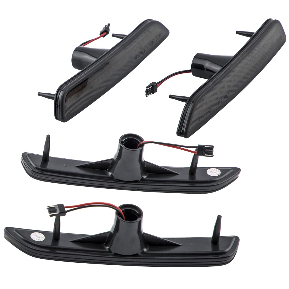 4x Smoked Front + Rear LED Side Marker Light Lamp For Ford Mustang 2010-2014