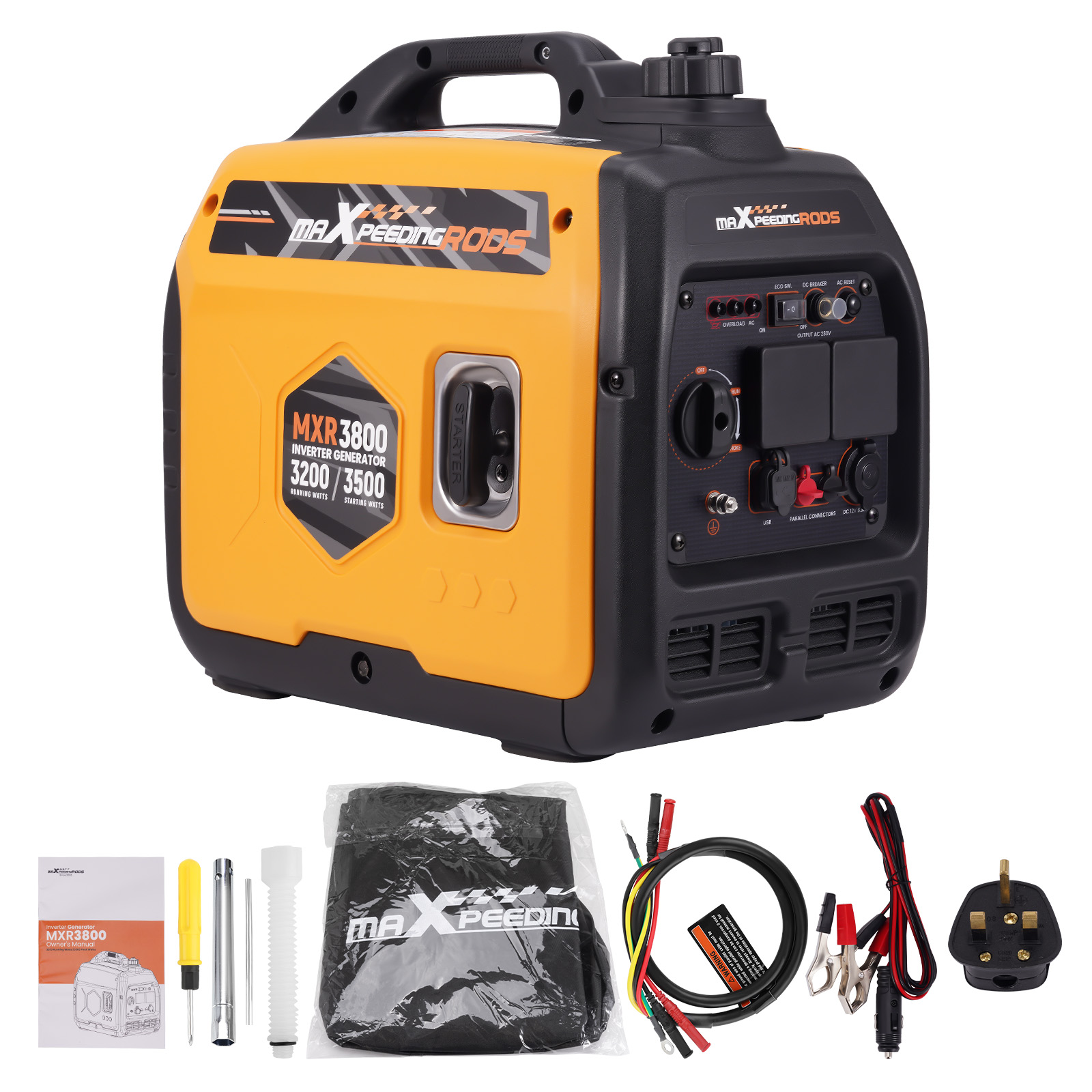 Inverte rGenerator Petrol 3200W-3500W 21kg For Camping Caravan SUV RV Travel
