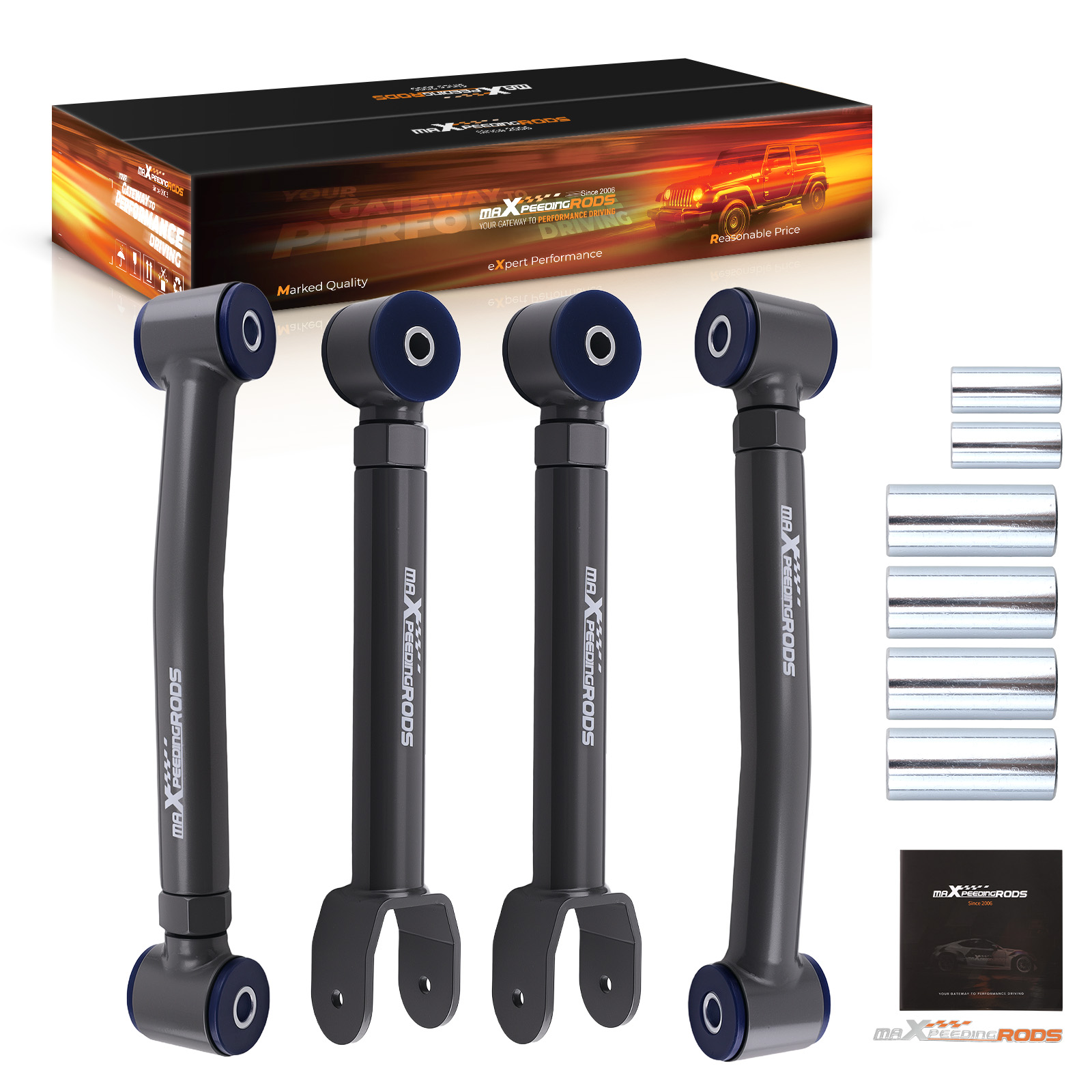 4PCS FRONT UPPER LOWER ADJUSTABLE CONTROL ARMS FOR JEEP WRANGLER TJ CHEROKEE XJ