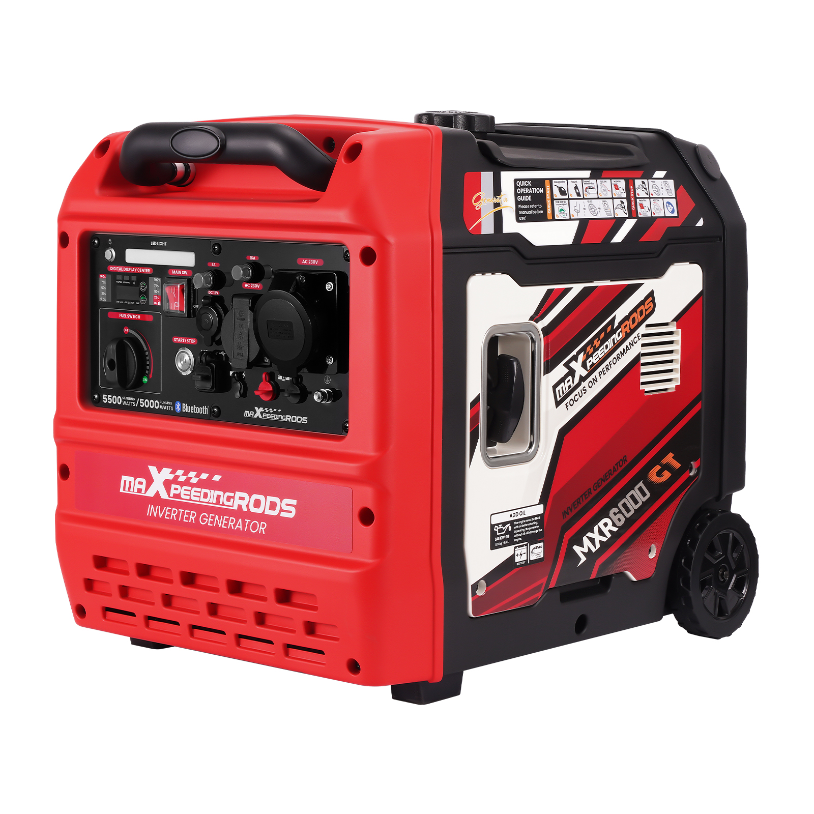 Benzin 5500W Inverter Stromerzeuger Bluetooth/Seilzugstarter/E-start Mit Rädern