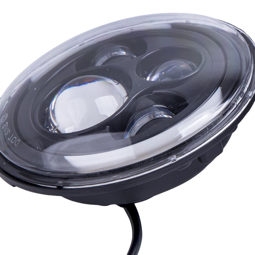 2pcs Round Led Headlights  7 Inch Clear Front Rear For Jeep Cj-5 Lj
