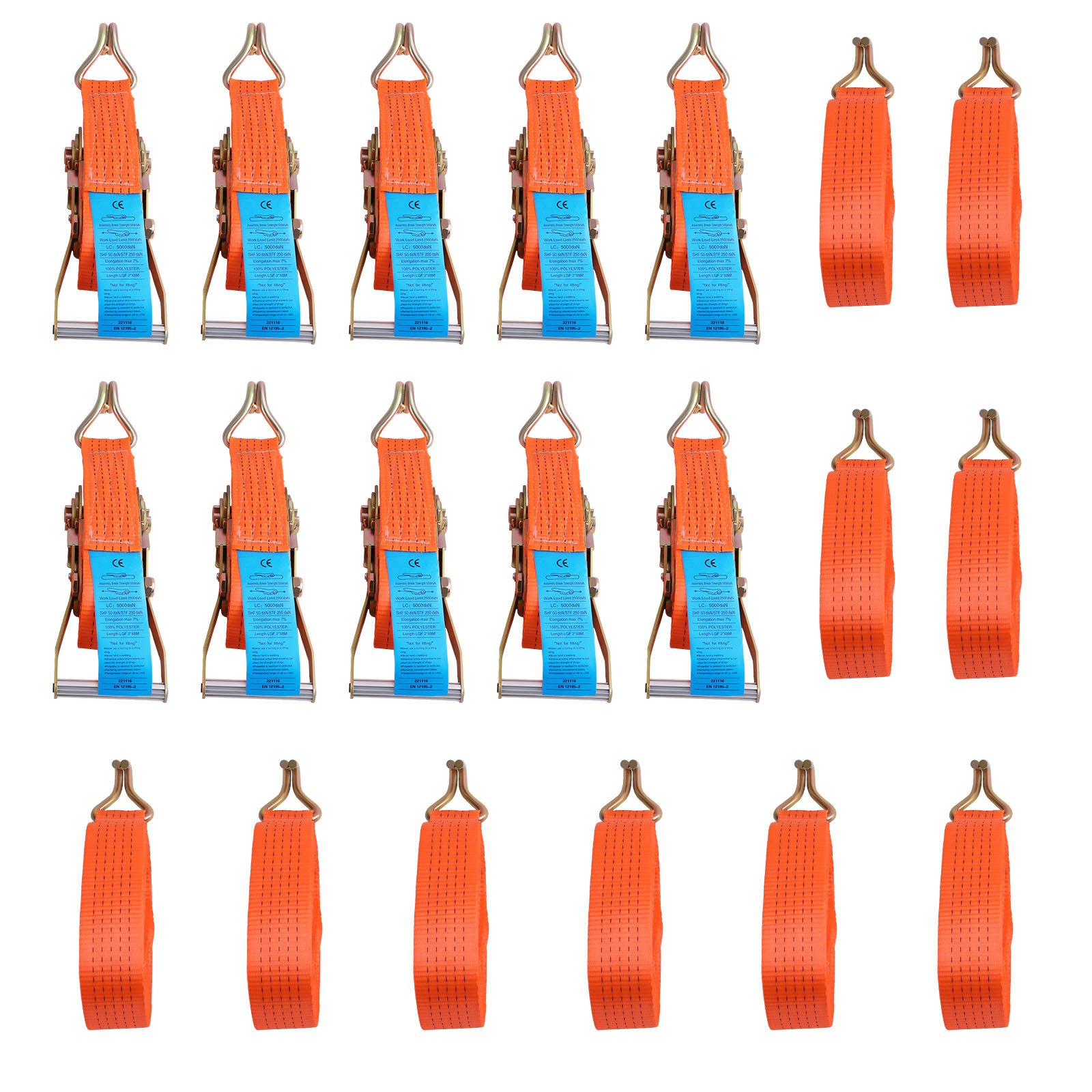 10 x Spanngurt Zurrgurte 8m 5t ( 2500 / 5000 daN, KG ) Zweiteilig 50mm