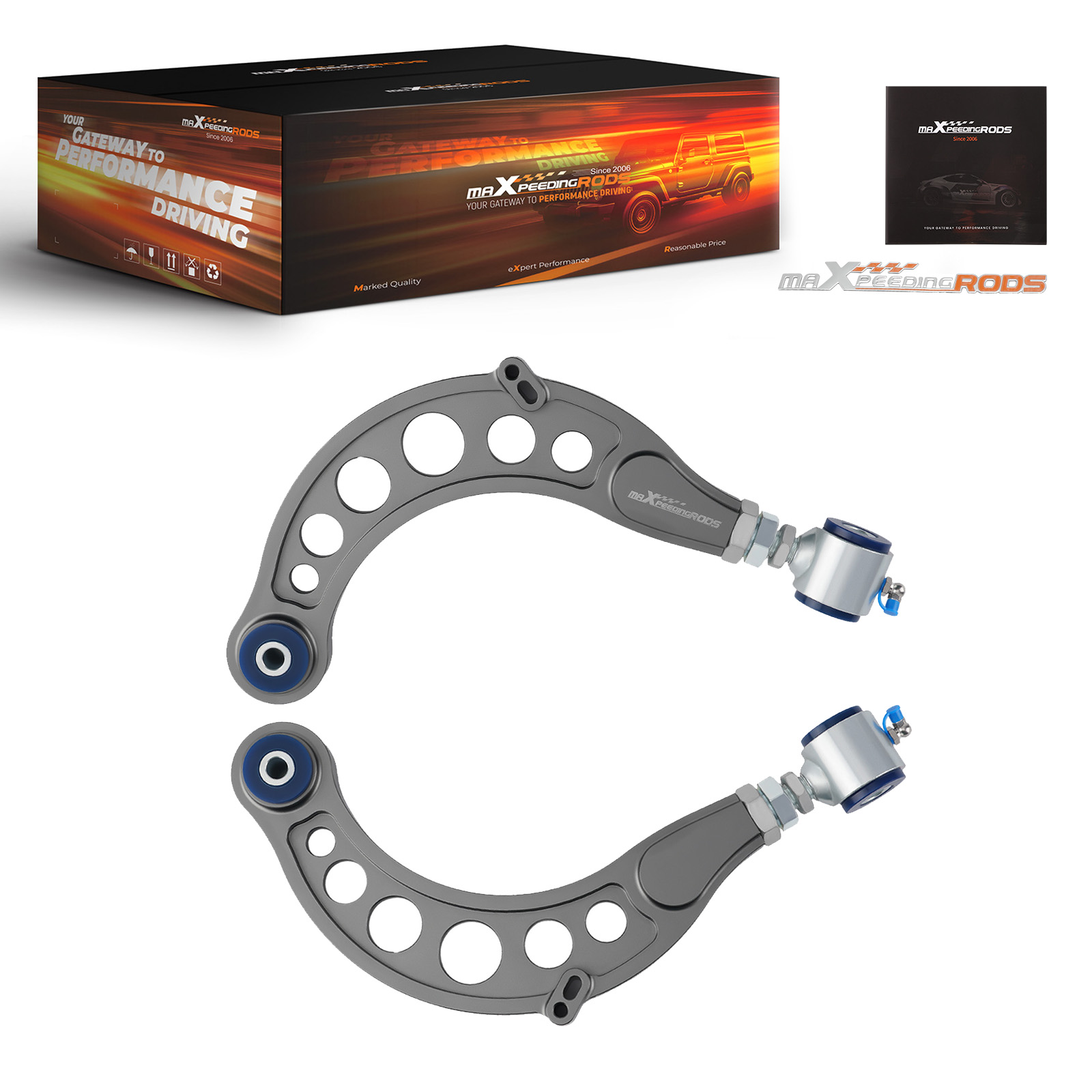 2x Rear Adjustable Camber Arms Aluminum For 2018 2019 2020-2022 Honda Accord