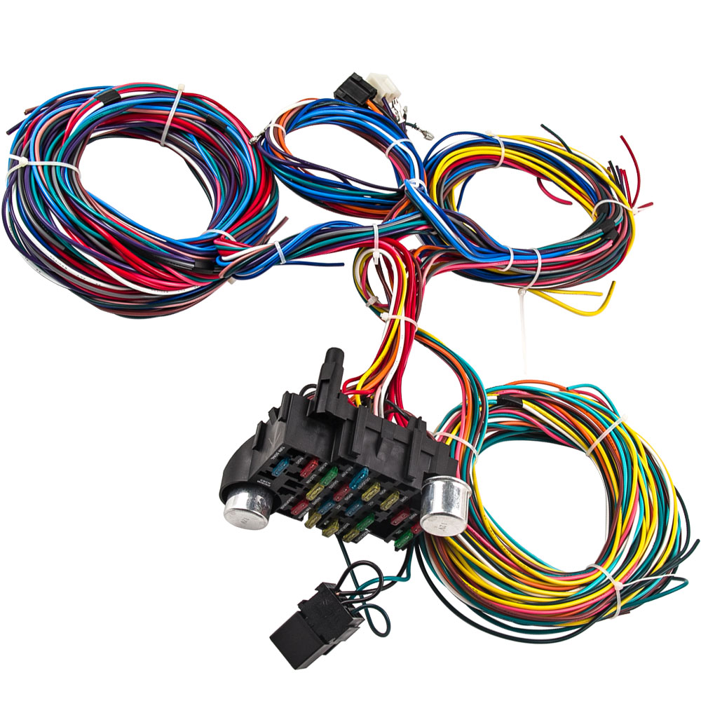 21 Circuit 17 fuses Wiring Harness Hot Rod Wire Kit + Headlights