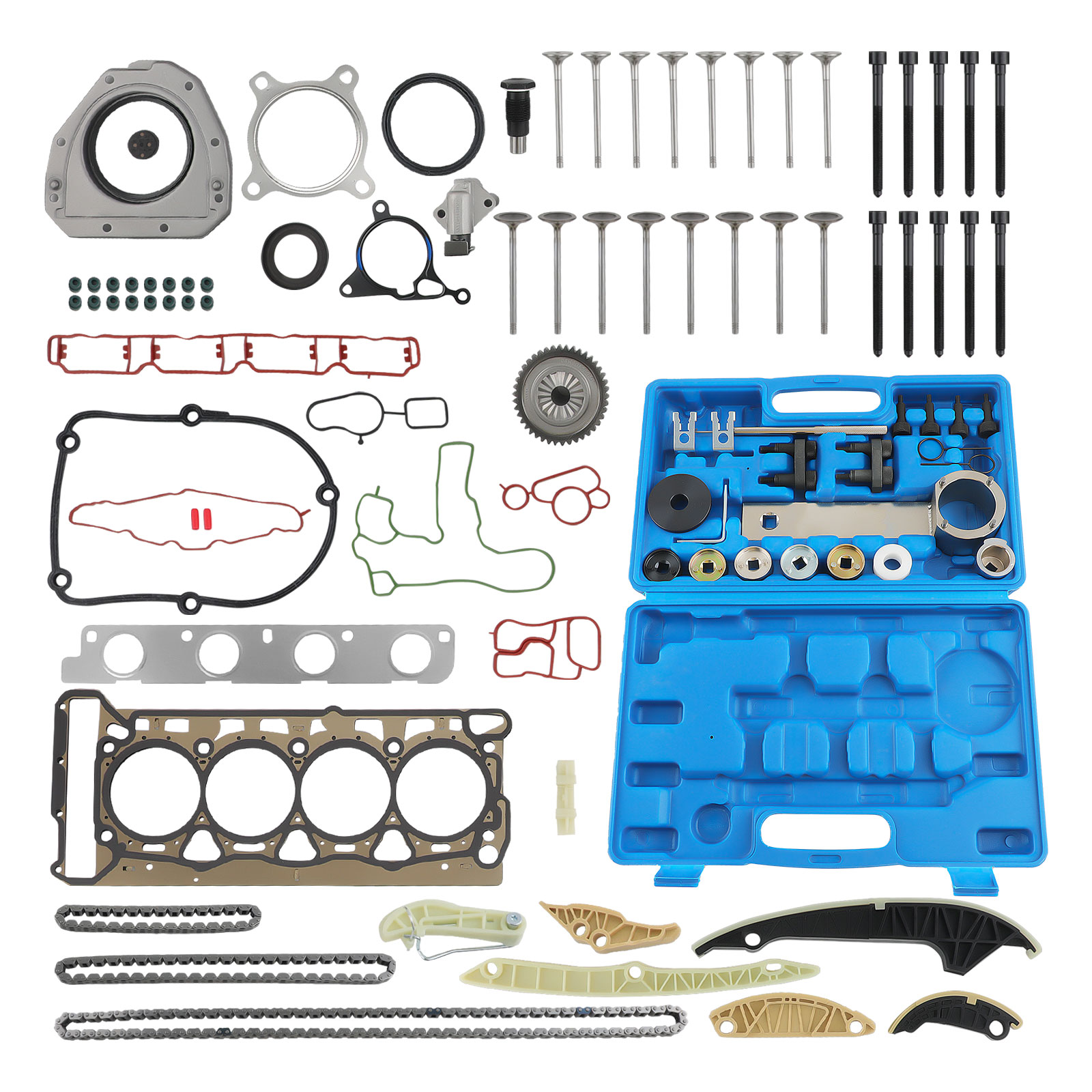 Head Gasket Set Timing Chain Tool Kit Valves For Golf / GTI 2008-2013 2.0 TSI