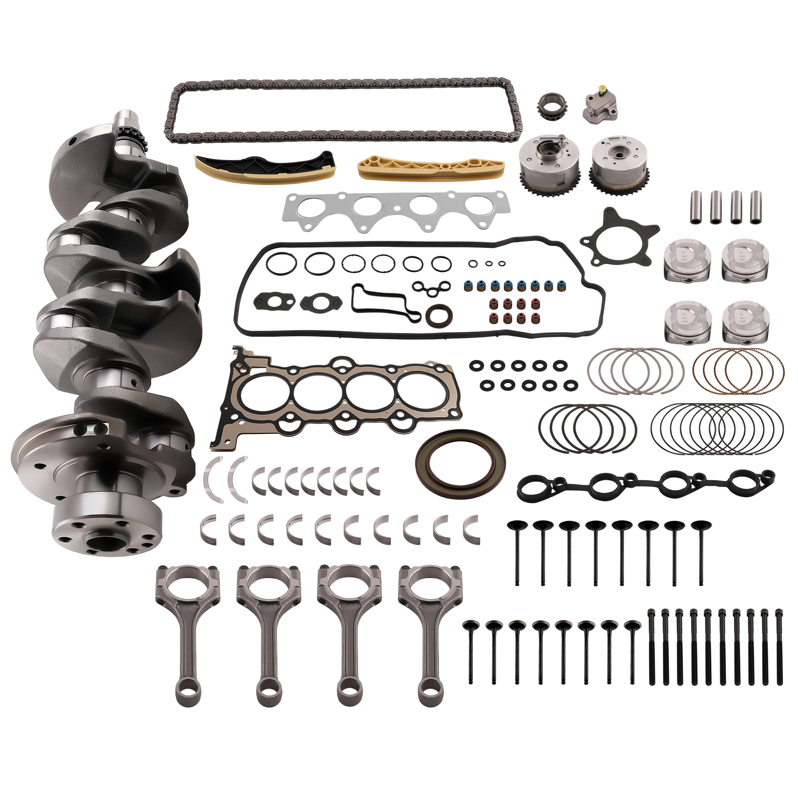 Engine Rebuild Overhaul Kit Crankshaft/Piston/Timing Fit HYUNDAI KIA 1.6L 12-19