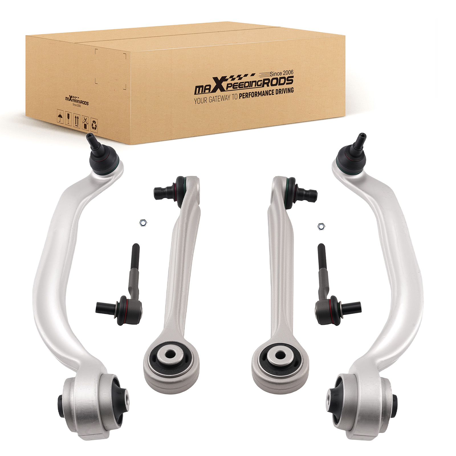 Front Upper Lower Control Arm w/ Ball Joint Tie Rod for Audi A6/S6/RS6 98-04