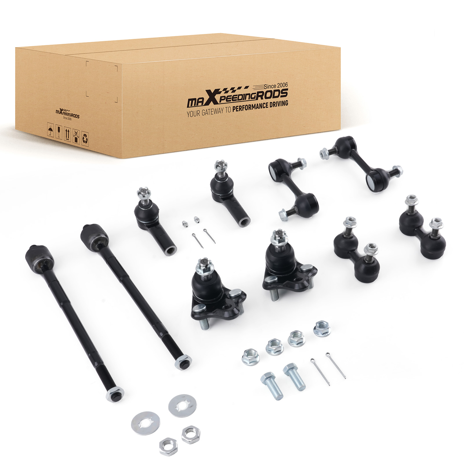 10Pc Front Sway Bar Tie Rod Ball Joint Kit for Toyota Corolla 1996-2002 94843587