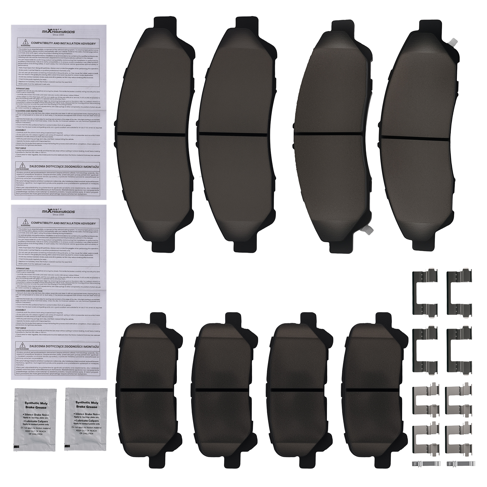 Front Rear Left&Right Ceramic Brake Pads Kit for Honda Pilot 2009-2015 D1281