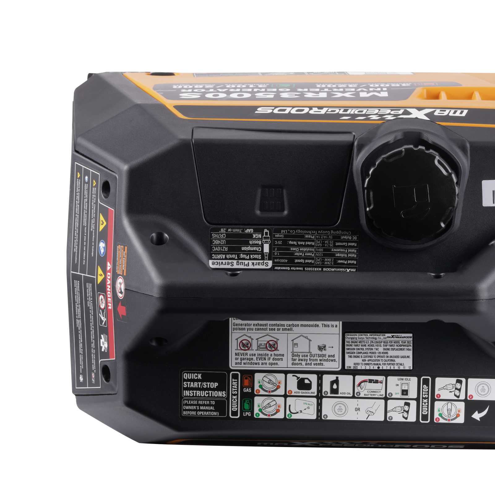 3500 Watt Portable Generator Inverter 3200W Dual Fuel Electric Start for Camping