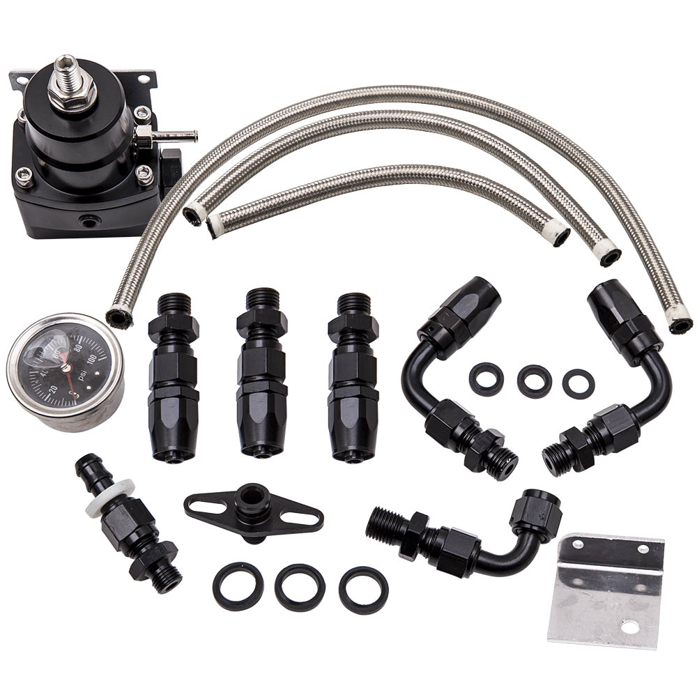 Universal Adjustable Fuel Pressure Regulator Kit 0-100PSI 300-800 hp New Set