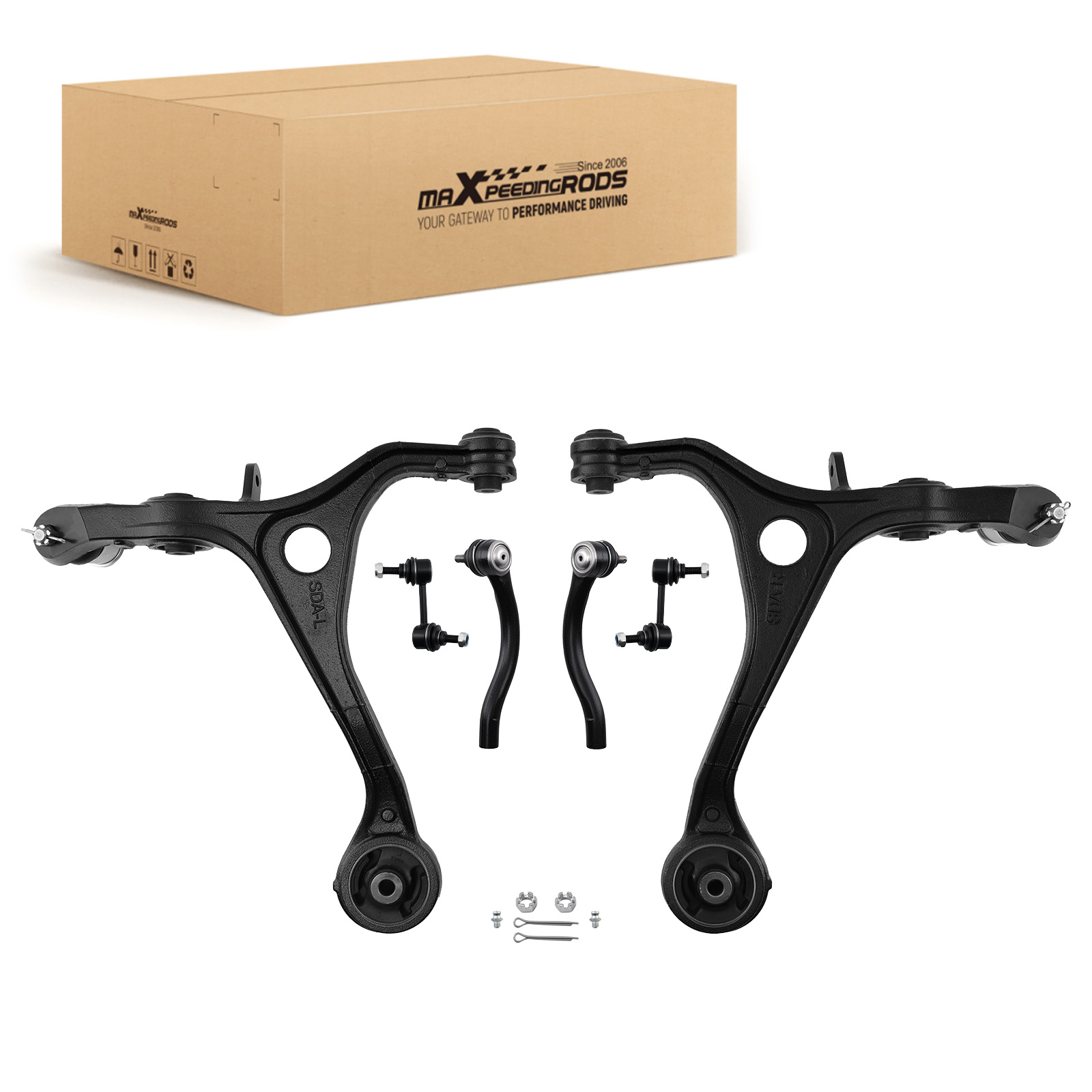 Front Lower Control Arms Tie Rod Ends Sway Bar Links for 2003-2007 Honda Accord