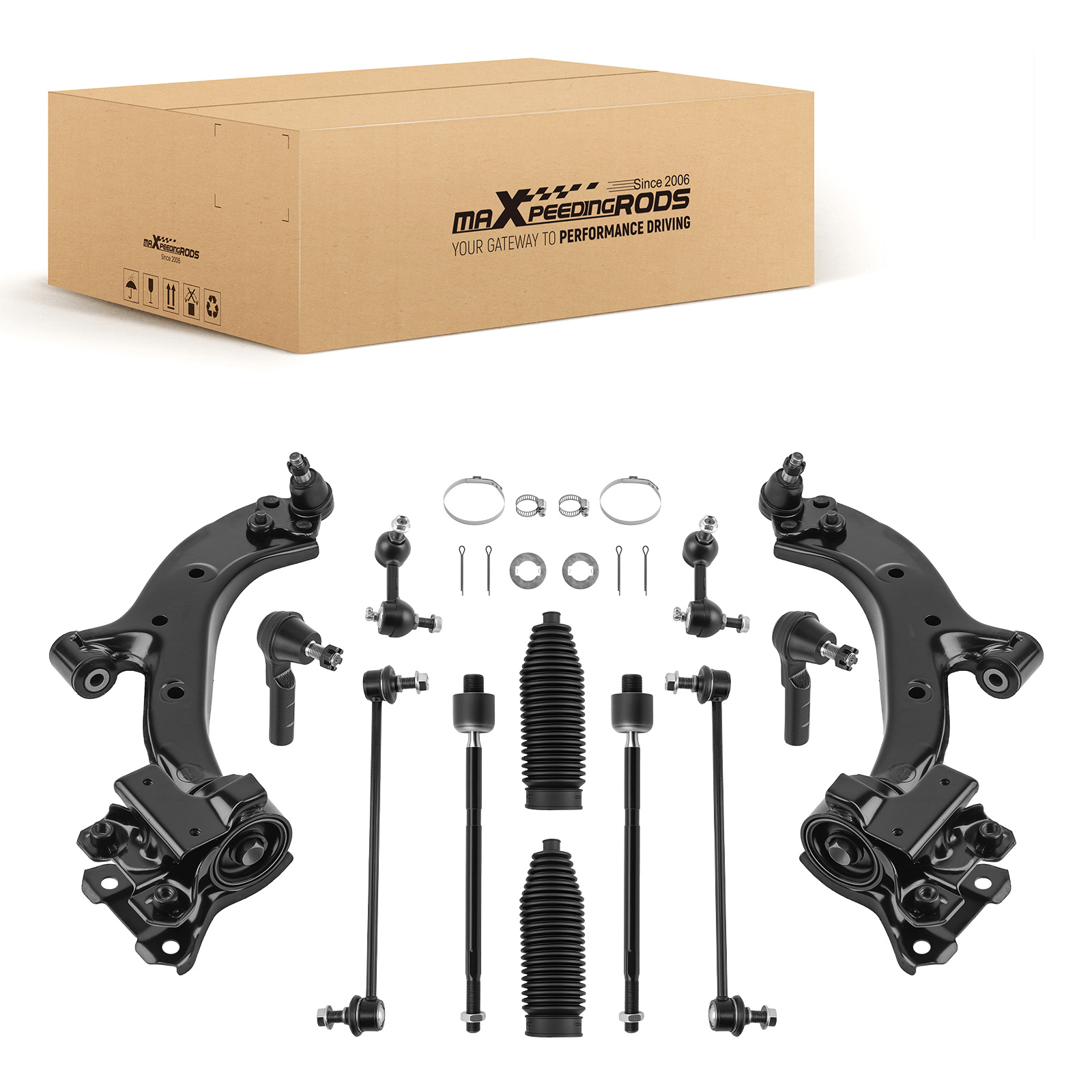 12pc Control Arm Suspension Kit with Ball Joint Tie Rod Set for Honda CR-V 07-11