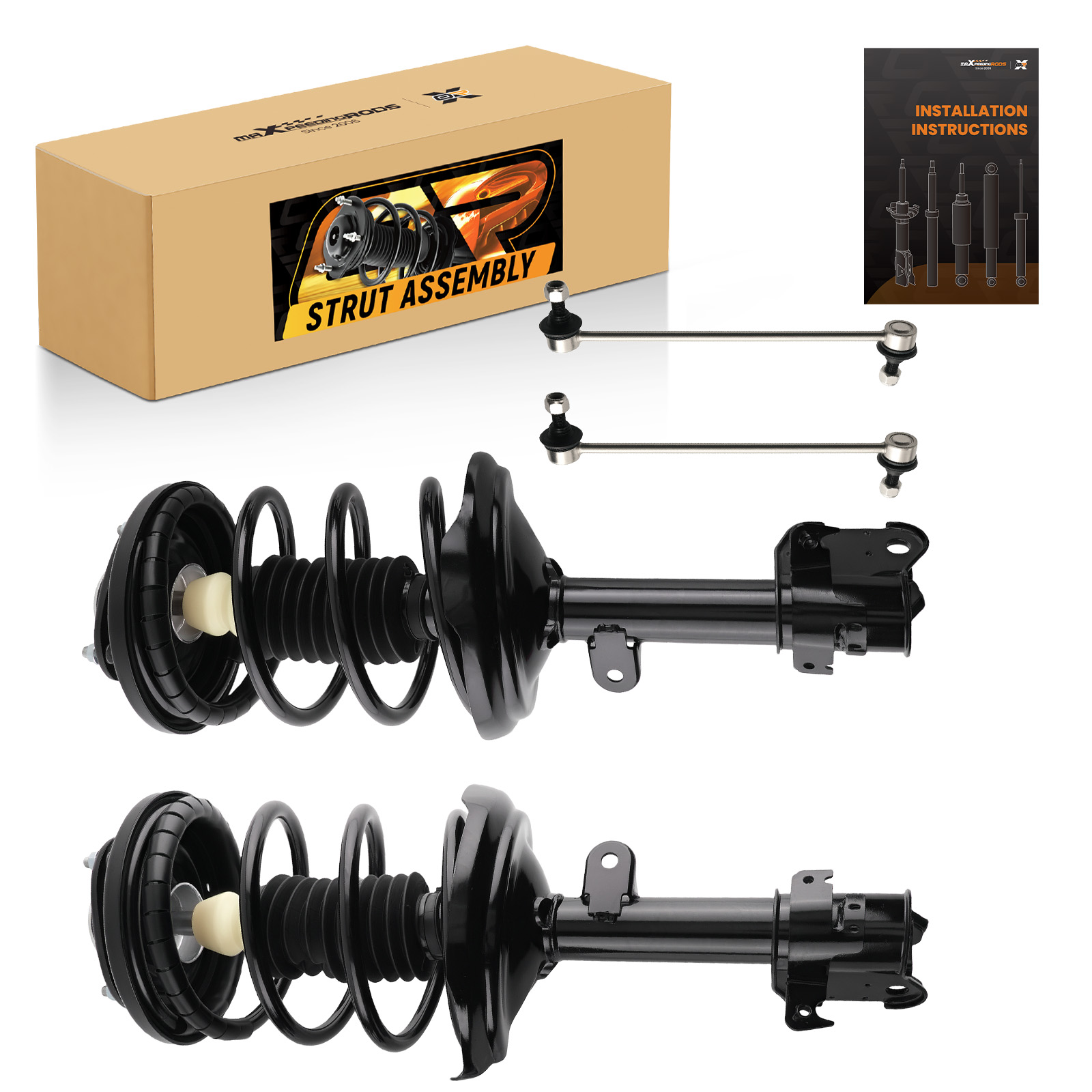 4pcs Front Struts w/Coil Spring Assembly Sway Bars For 2003 2004 2005 Acura MDX