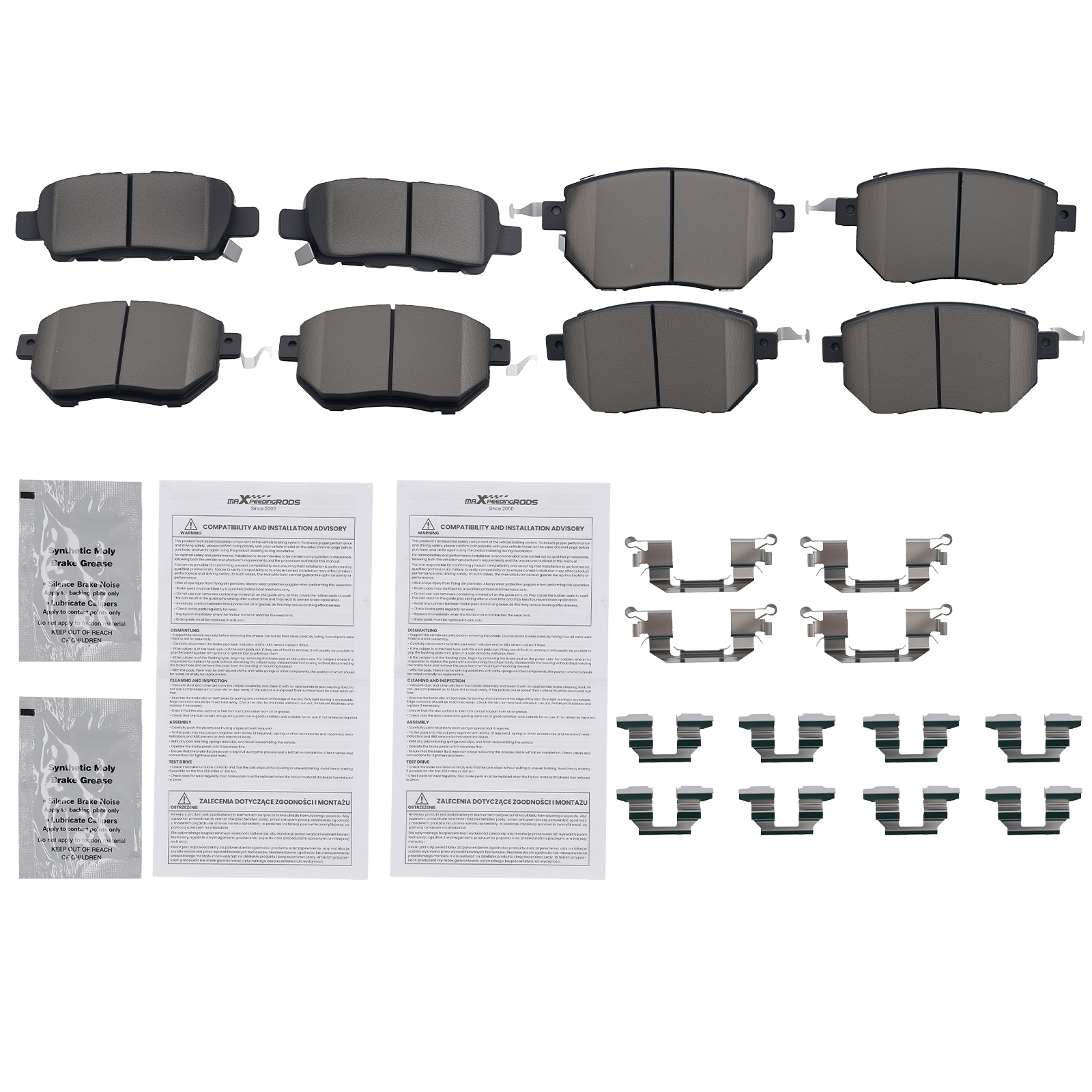 Front Rear L&R Brake Pads Kit for Nissan Altima 2005-2006/Maxima 2004-2008