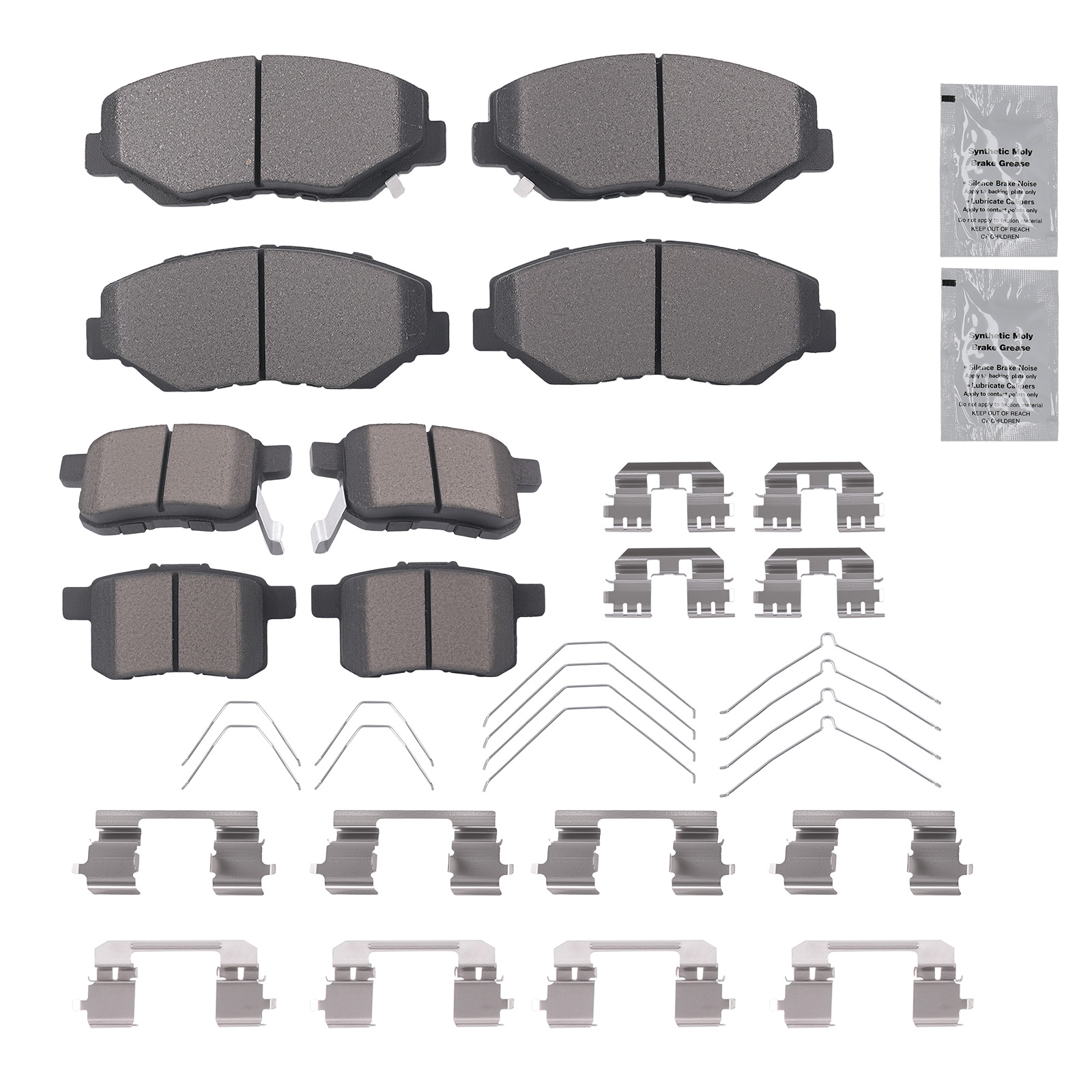 8pcs Front Rear Ceramic Brake Pads Set for Honda Accord 2008-2017 w/Hardware