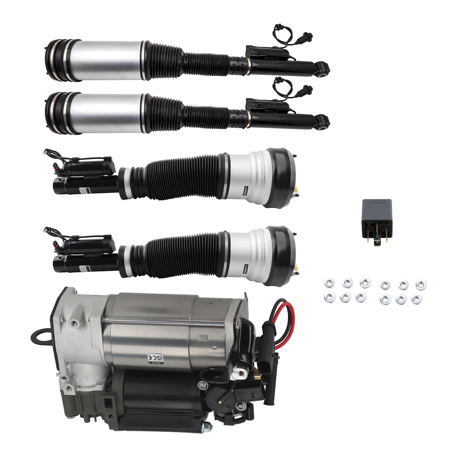 Front Rear Air Suspension Shock + Air compressor pump for Mercedes S-Class W220