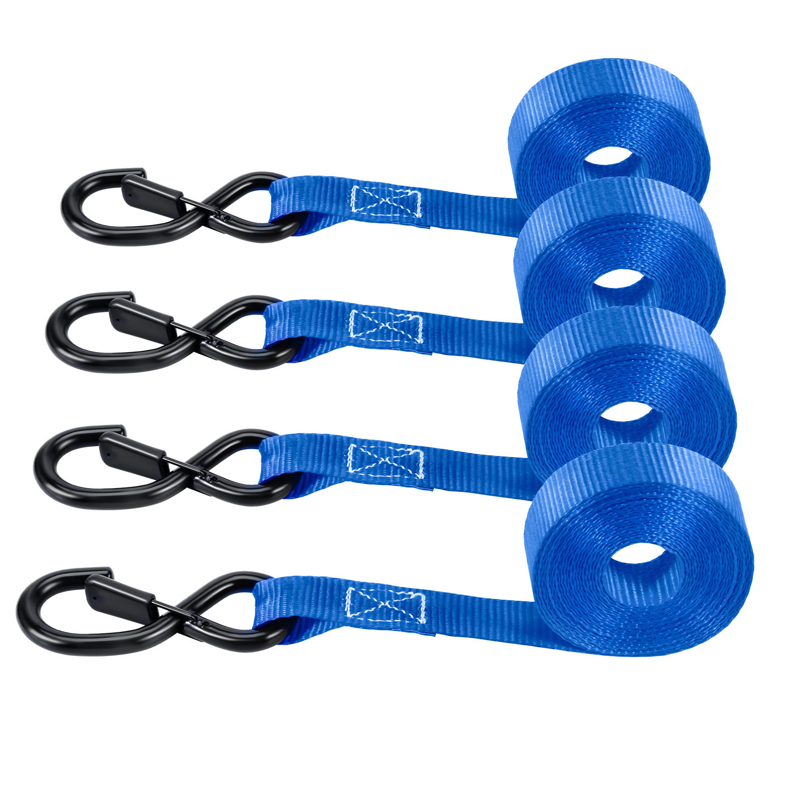 Ratchet Tie Down 4 Pack Set 15ft with S-Hook for Transport for Trailer Truck