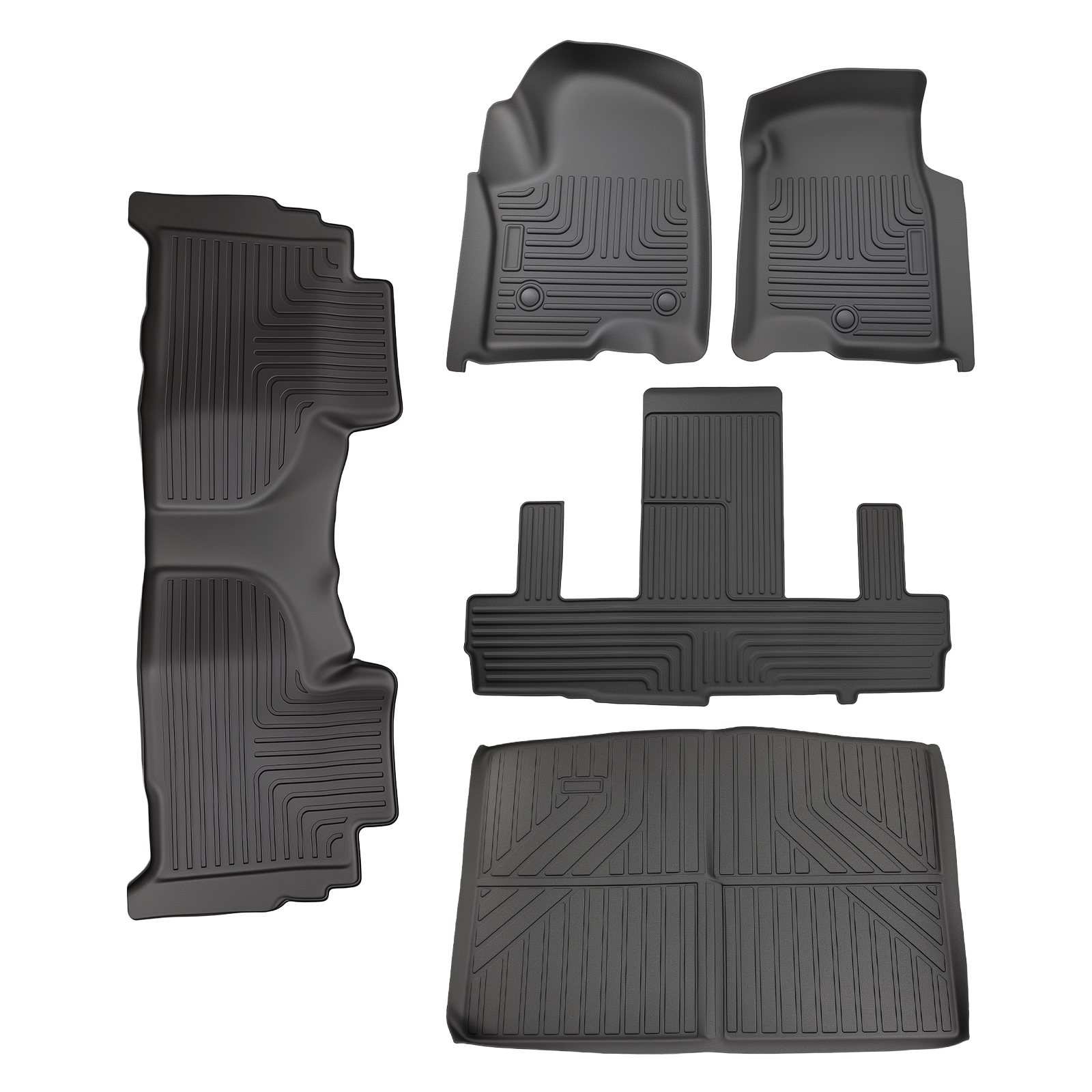 Black Floor Mat Set for Chevrolet Suburban GMC Yukon XL 2021-2025 TPE Waterproof