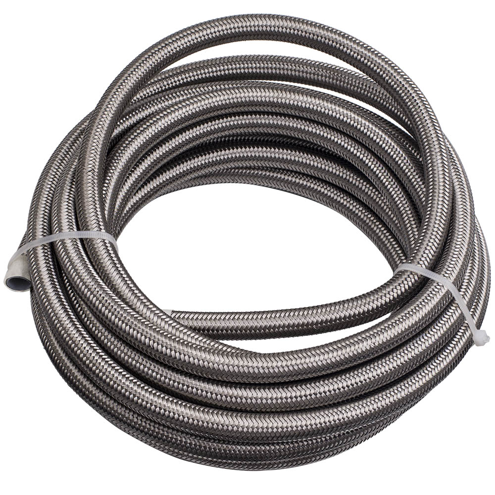 20 Feet AN8 Stainless Steel Braided Oil Fuel Hose Line Kit with 8AN Fittings