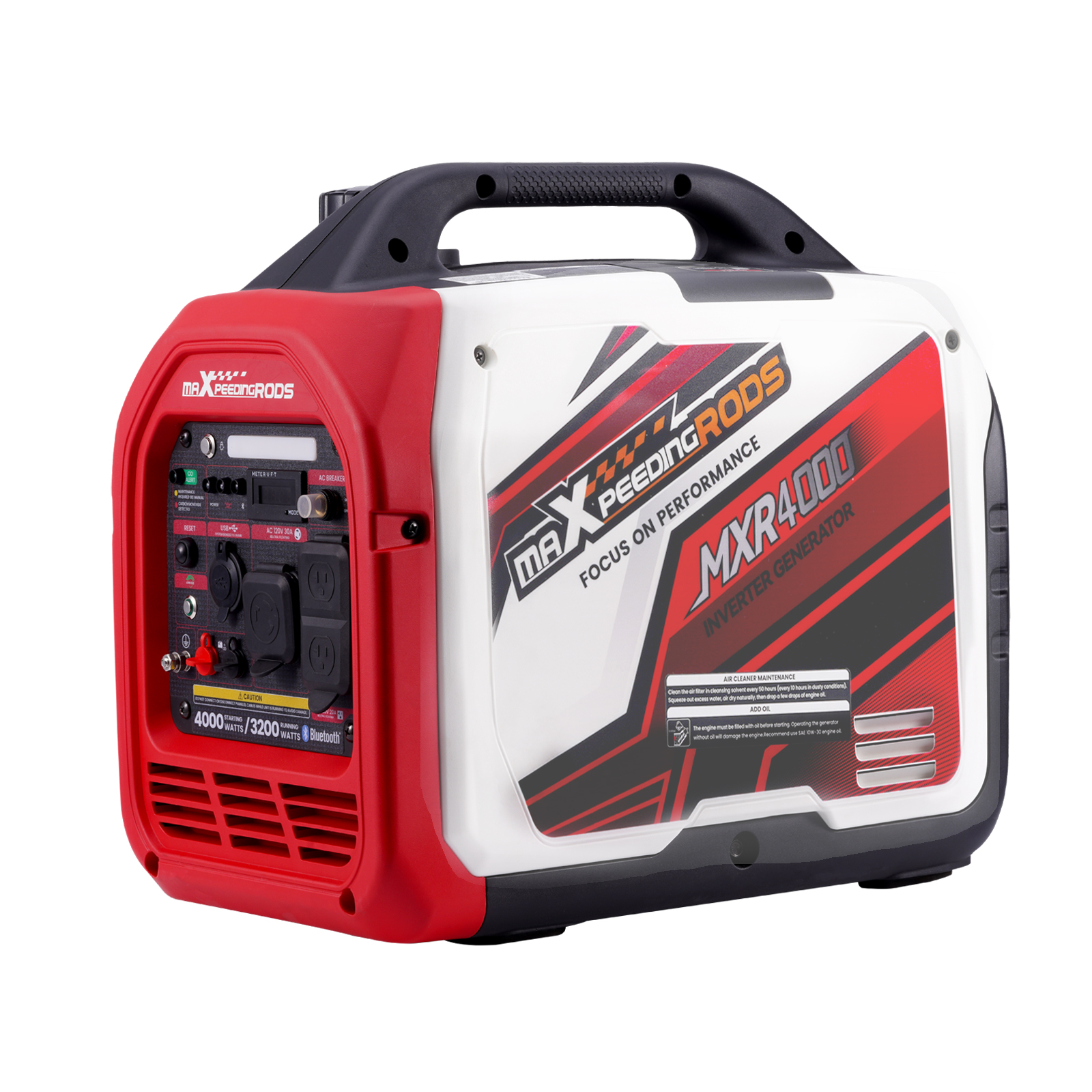 Gas Powered 4000 Watt Portable Inverter Generator Super Quiet 58 dB Home Backup