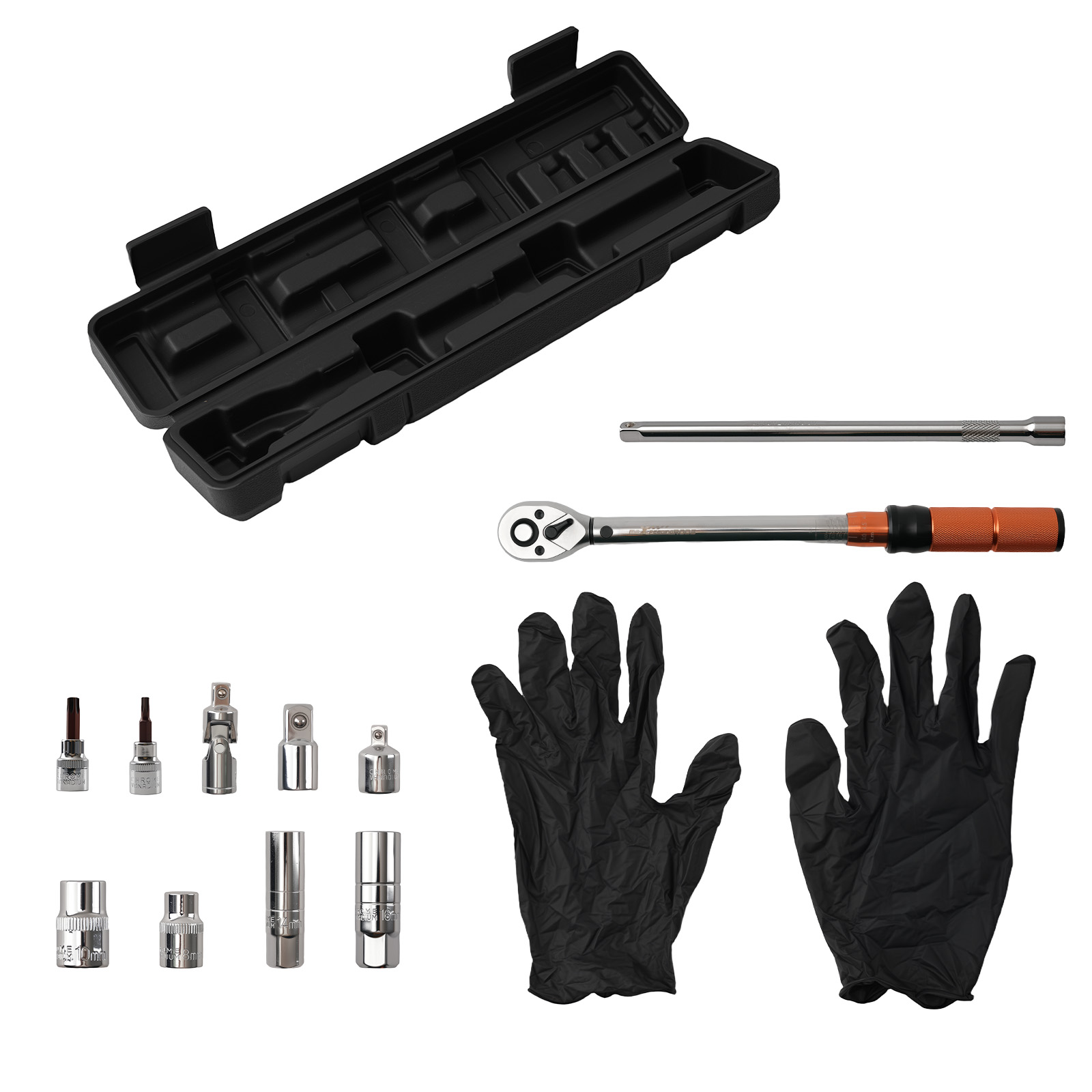 3/8 Zoll Drehmomentschlüssel Set 5-60Nm mit Zubehör und Box 11-teilig