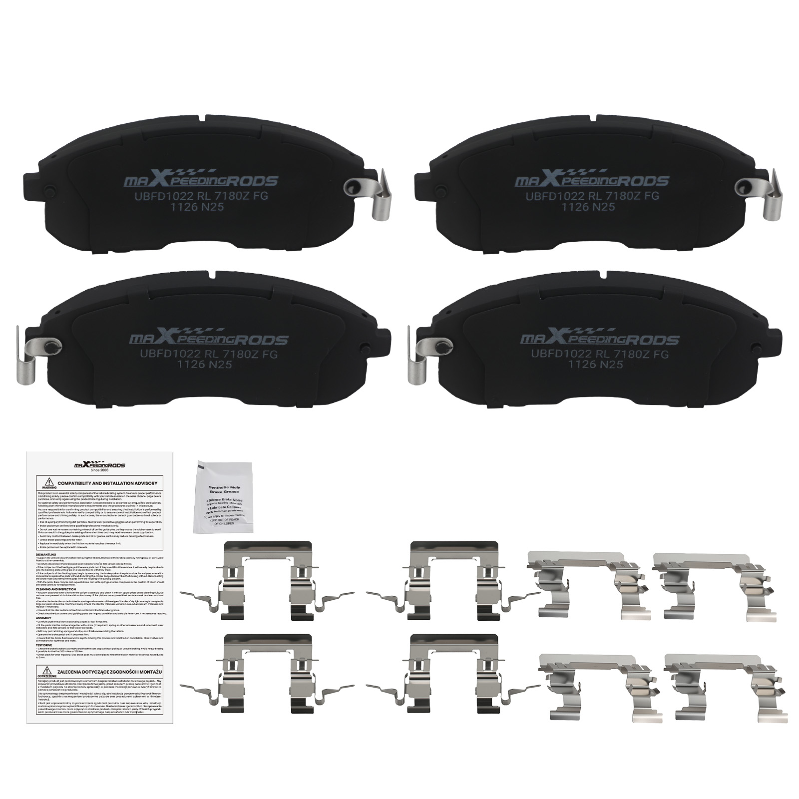 Front L&R Ceramic Brake Pads Kit for Infiniti G35 I30 Suzuki SX4 Nissan Altima