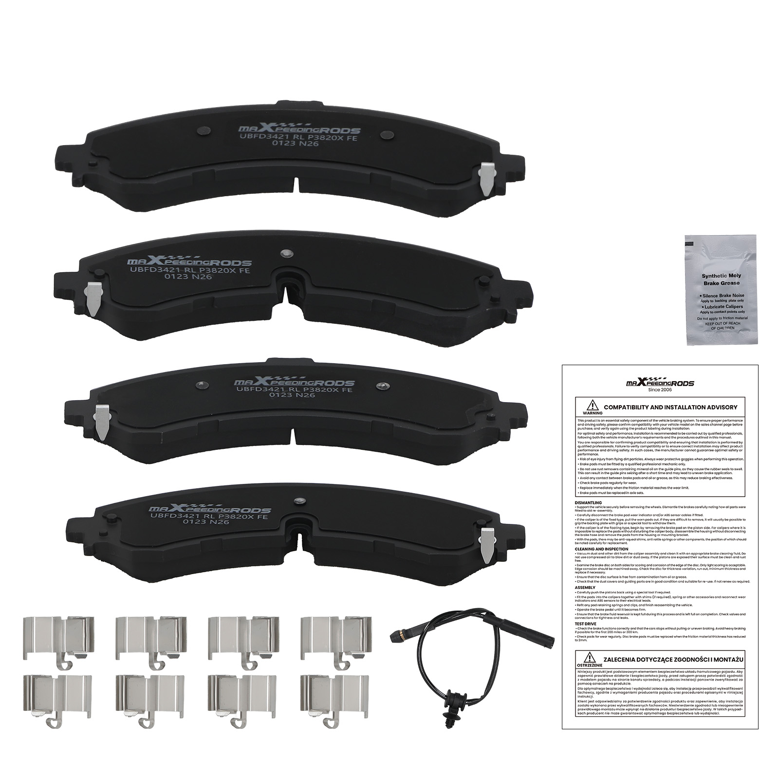Front Left&Right Brake Pads Kit for GMC Sierra Chevrolet Silverado 2500/3500 HD