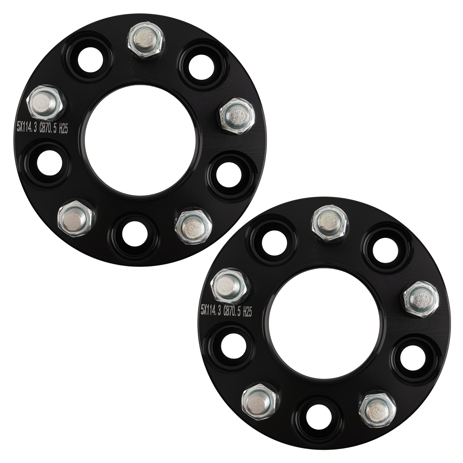 25.4mm T6 Wheel Spacers for Ford Bronco Edge 5x4.5 70.5mm Hub Centric 2PC
