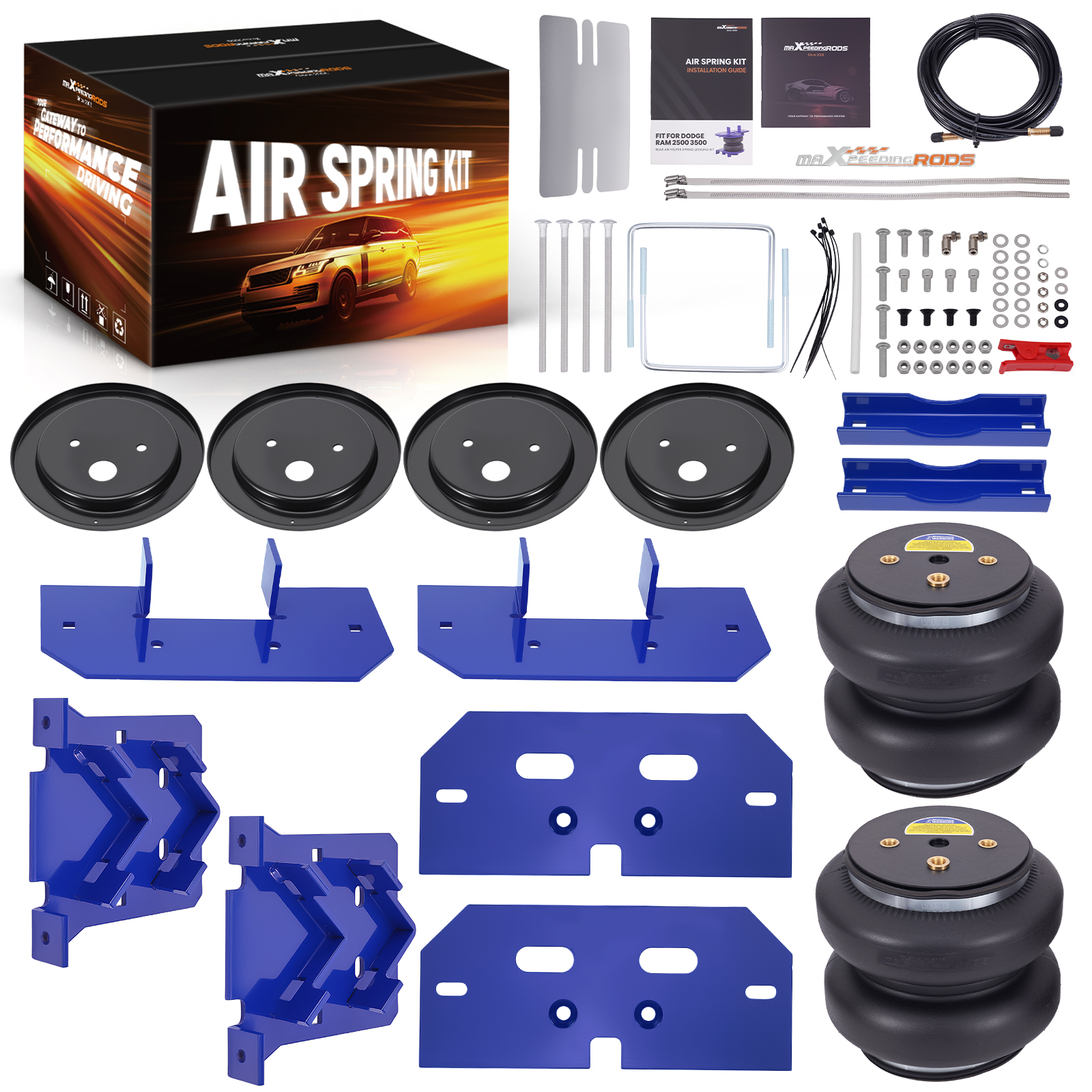 Air Suspension Spring Bag Kit  7500lbs fit For Dodge Ram 3500 2011-2018