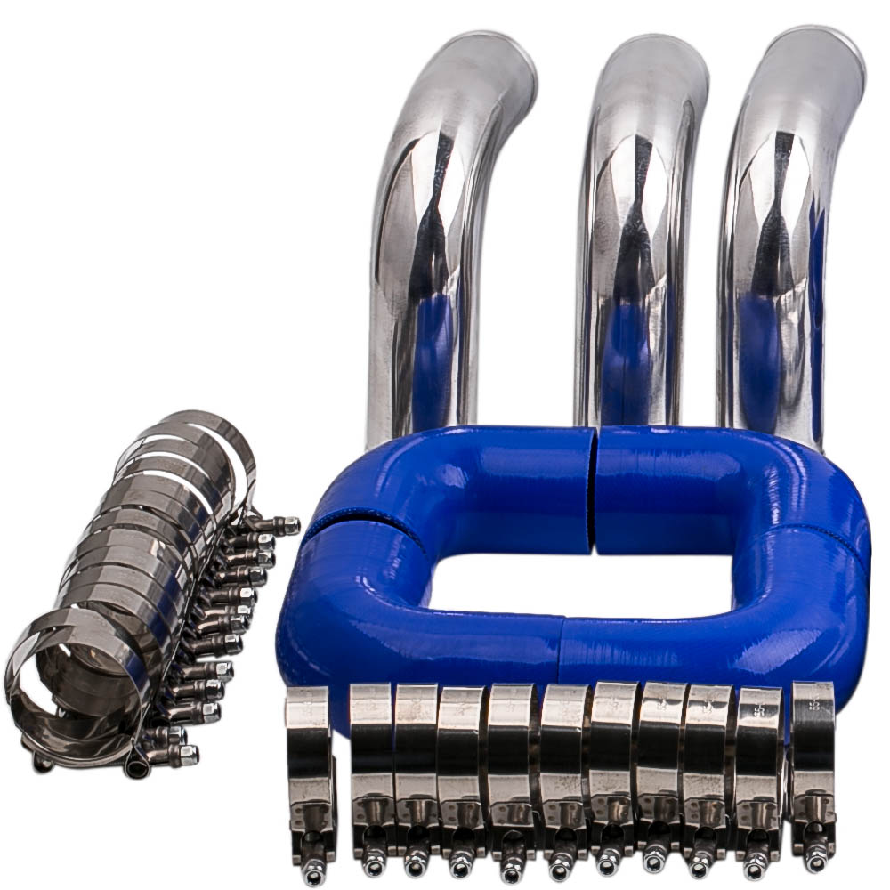 UNIVERSAL TURBO BOOST INTERCOOLER PIPE KIT 2.5" 64mm 12 PCS Aluminum PIPING BLUE 6941577300558