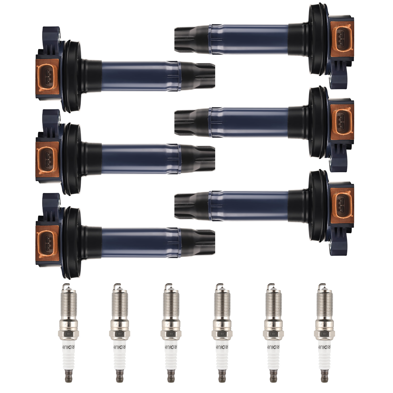 6PCS Ignition Coils + 6PCS Iridium Spark Plugs for Ford Taurus 2013-2016 V6 3.5L