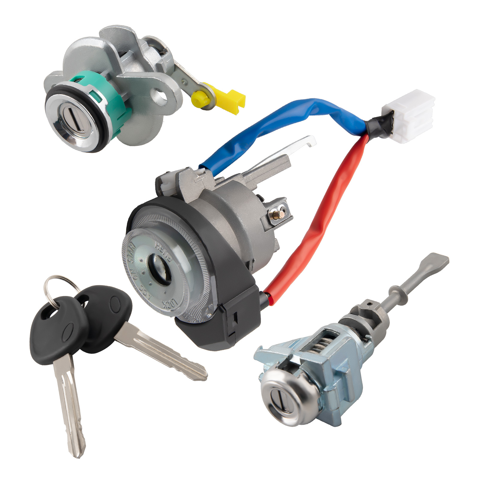FULL DOOR LOCK & IGNITION SWITCH CYLINDER SAME KEY FOR HYUNDAI ELANTRA 07-10