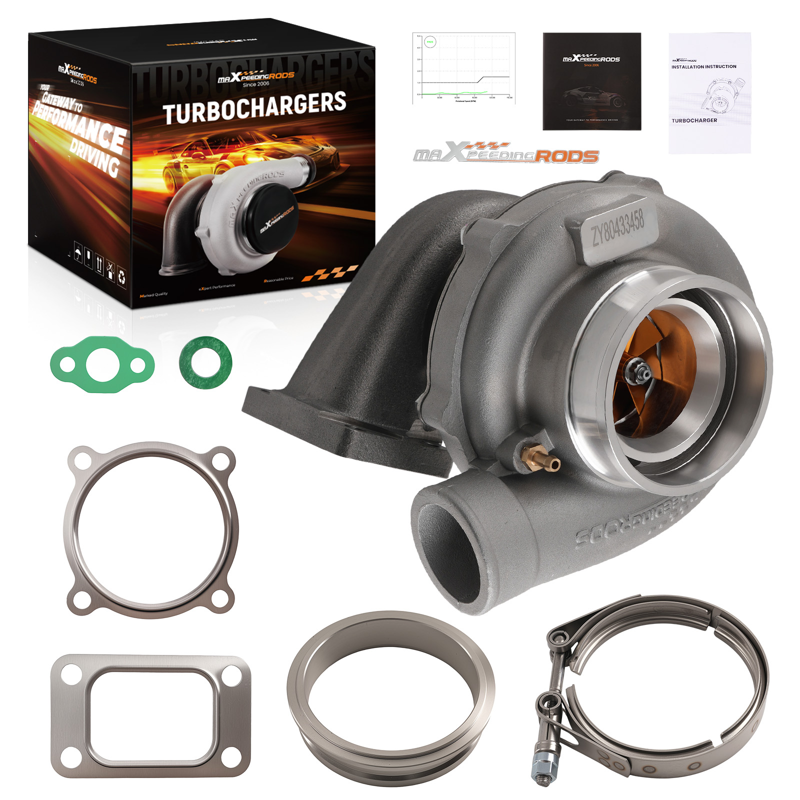 GT35 GT3582 Billet Turbo Anti-Surge T3 V-Band 0..63 0.7 A/R