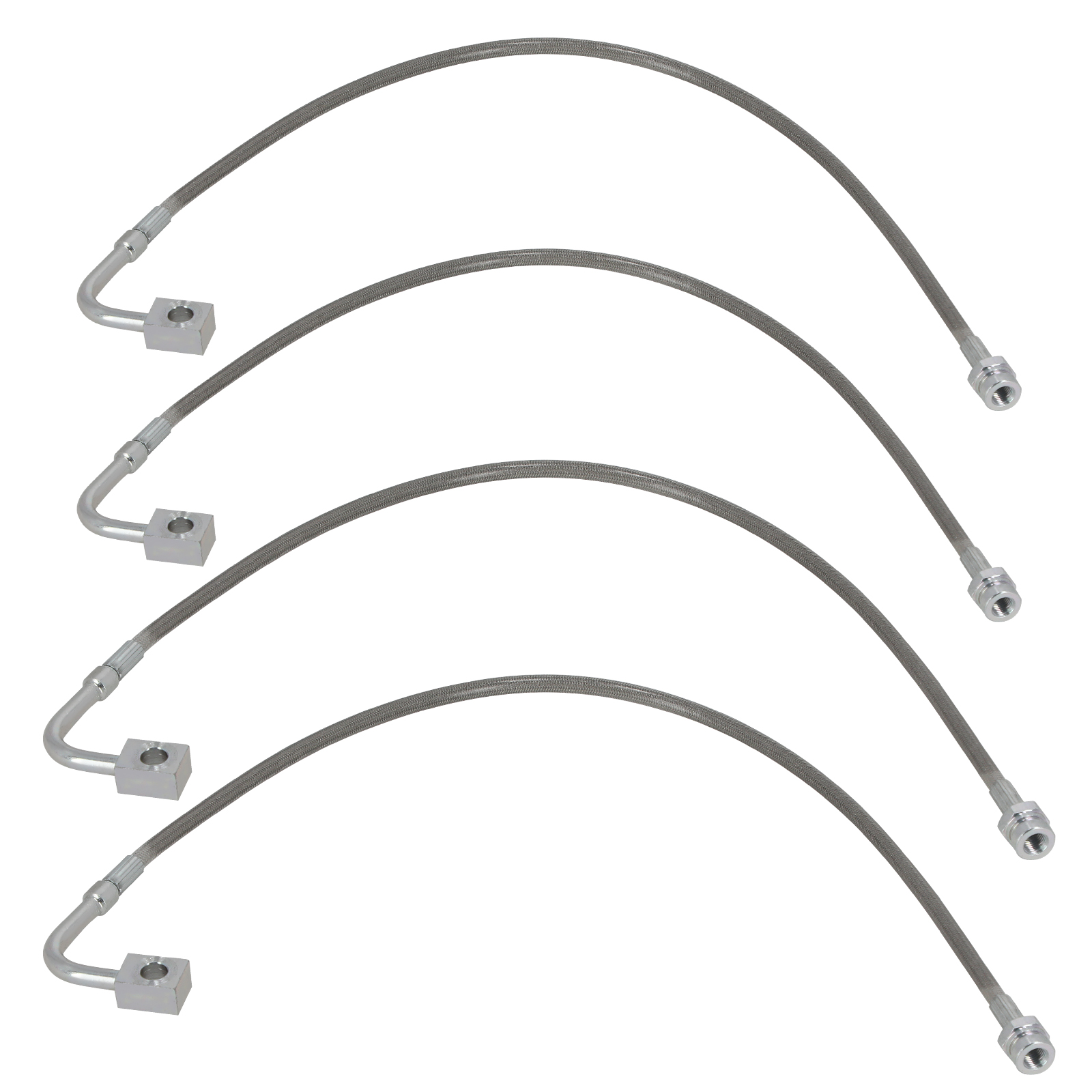 4 PCS Front Rear Brake Lines For Jeep Wrangler JK 2-Door / Unlimited 2007-2018