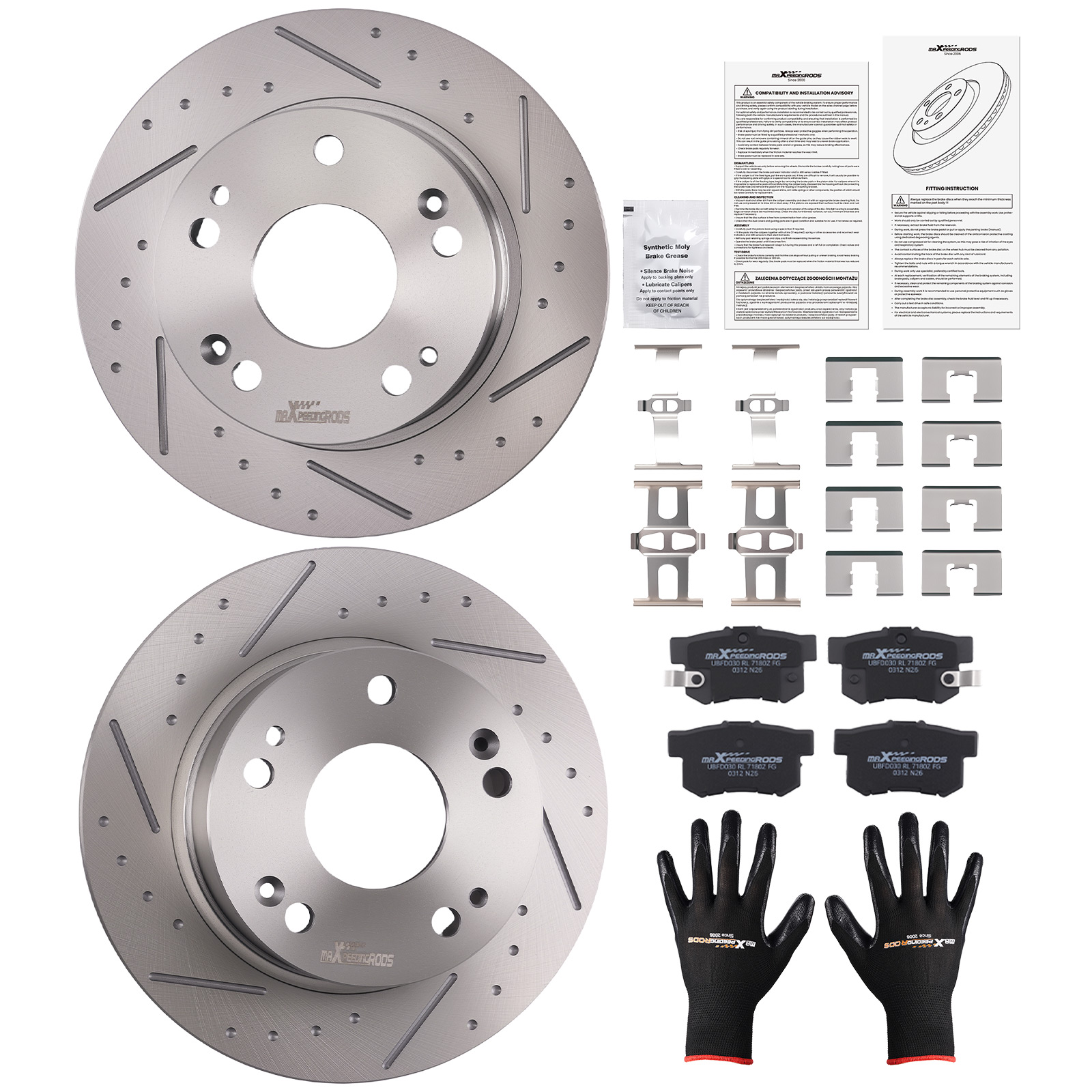 Rear Brake Rotors & Ceramic Pads Set for Acura TSX 2004 2005 2006-2008 S31315
