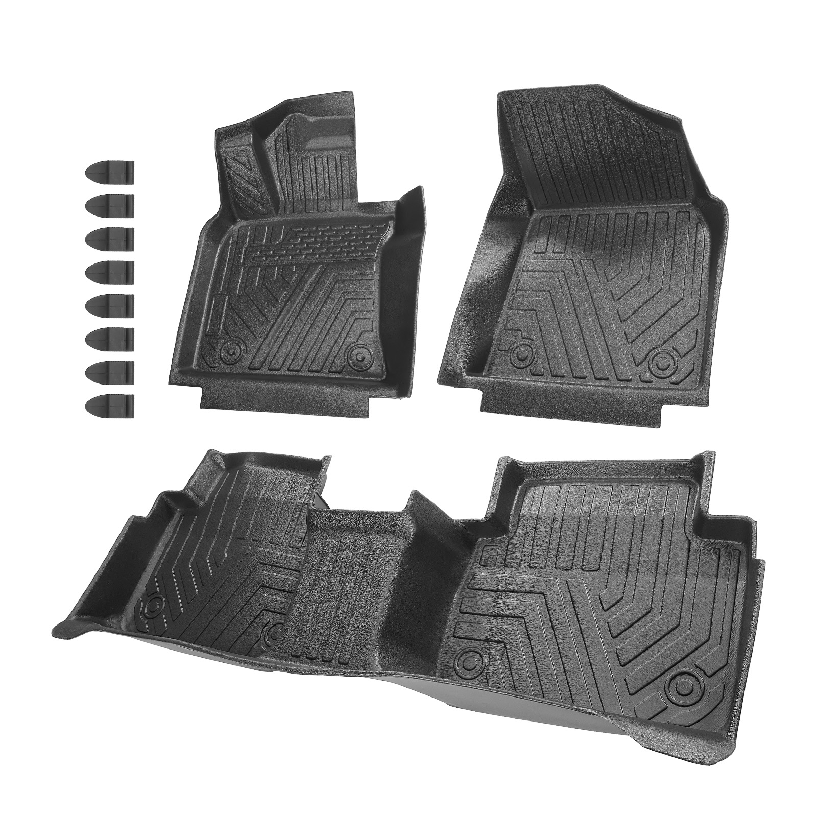 Black Floor Mat 3pcs Kit for Toyota Camry 2018-2023 Rubber TPE All-Weather