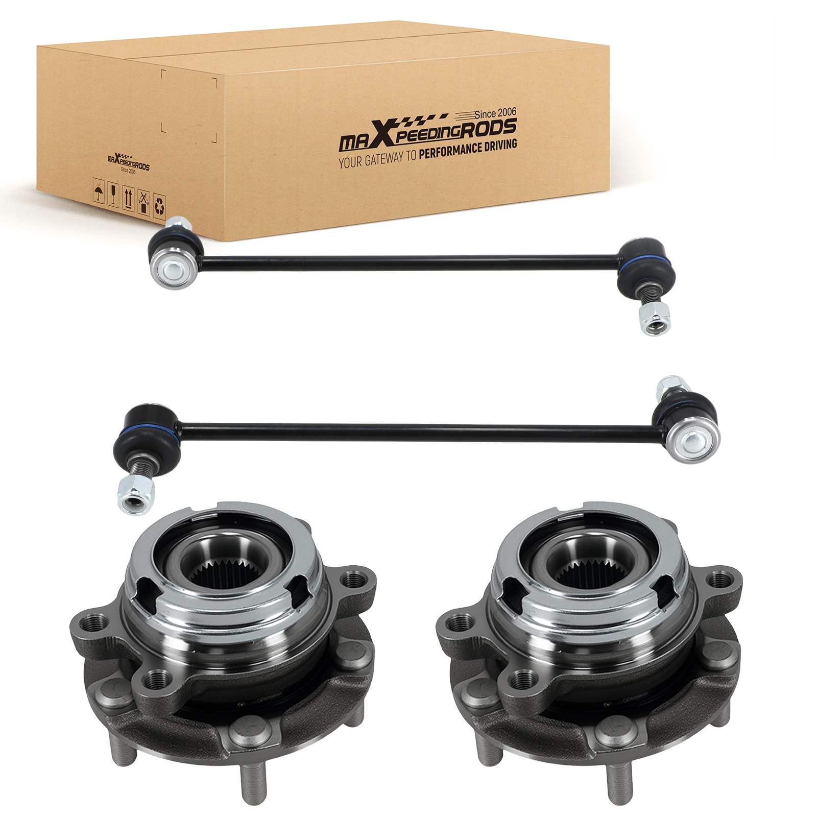4X Front Stabilizer Links Wheel Bearing Hubs for Nissan Murano Quest 2009-2017