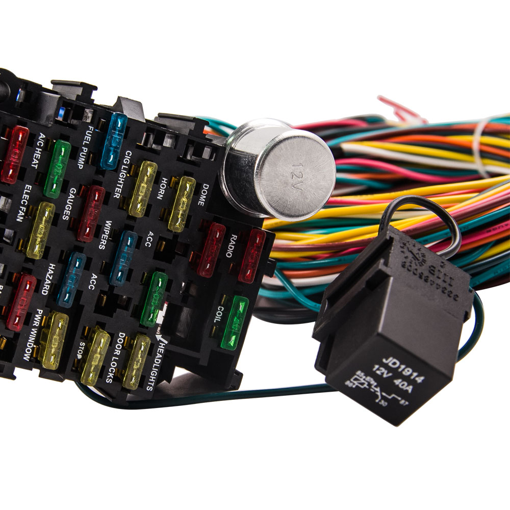 1x Universal Wire Harness Kabel Kabelbaum 21 Sicherung 12V Straßen Verkabelung